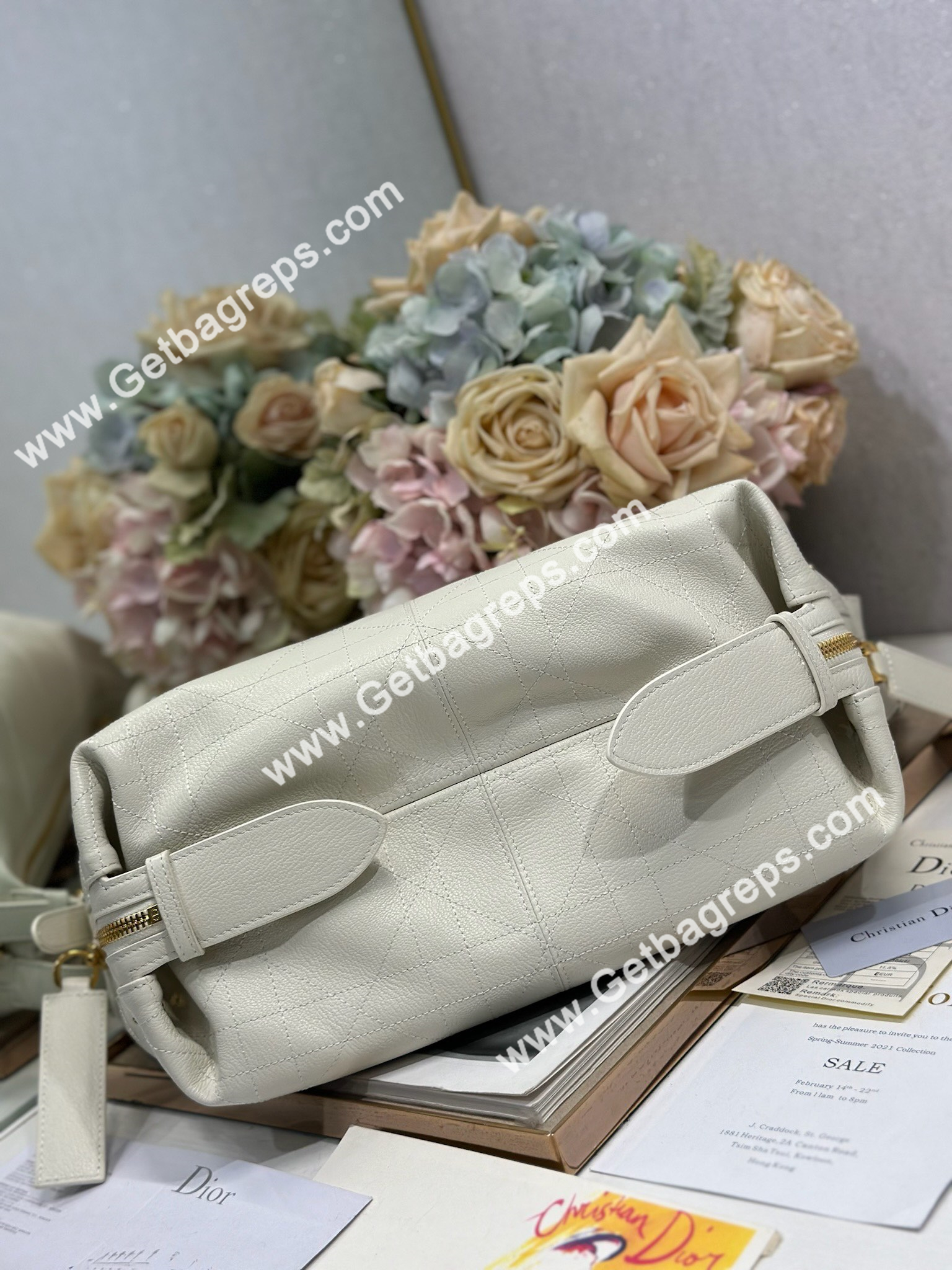 Dior Medium D-Journey Bag in Vintage Smooth Calfskin White