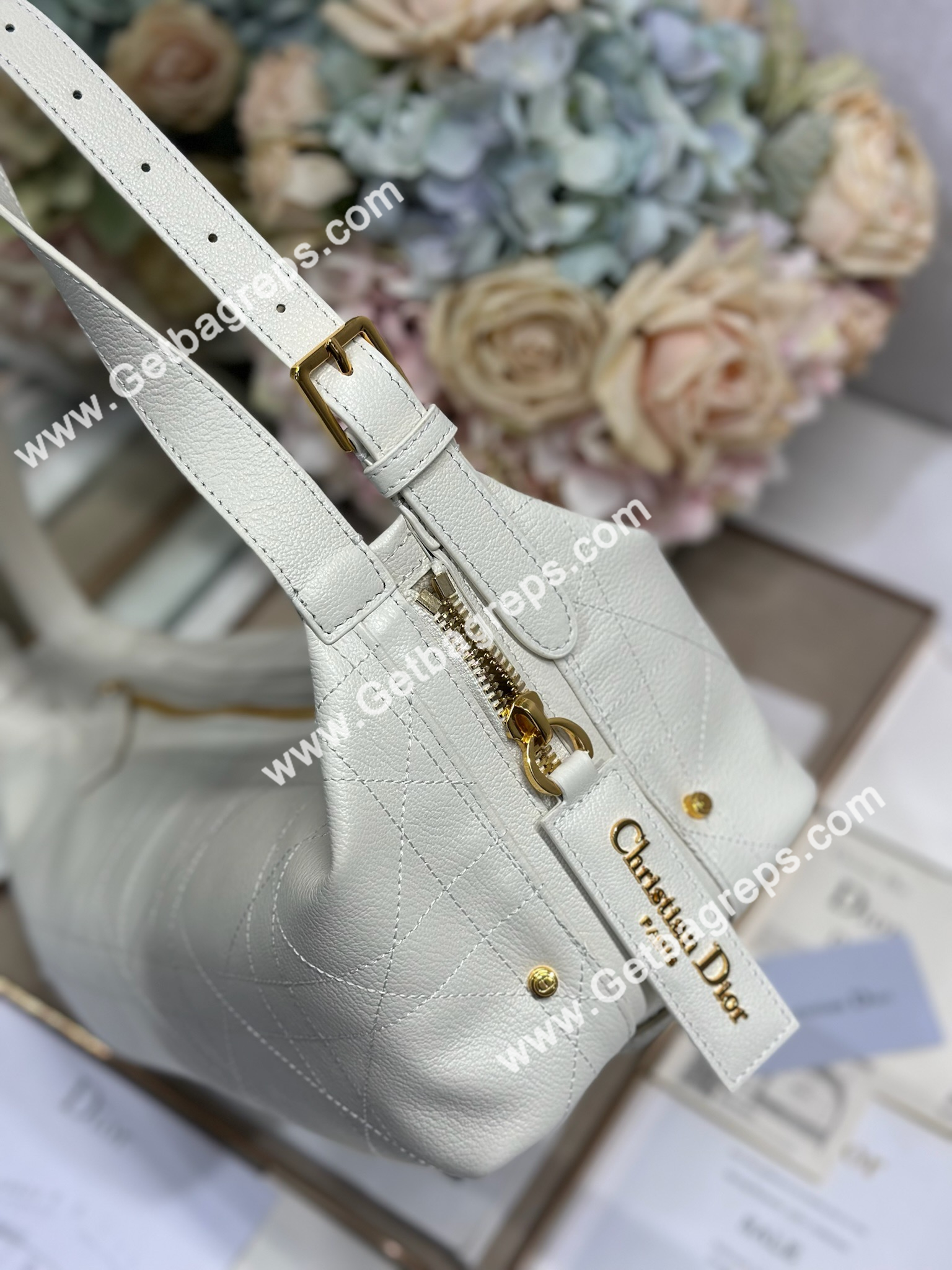 Dior Medium D-Journey Bag in Vintage Smooth Calfskin White