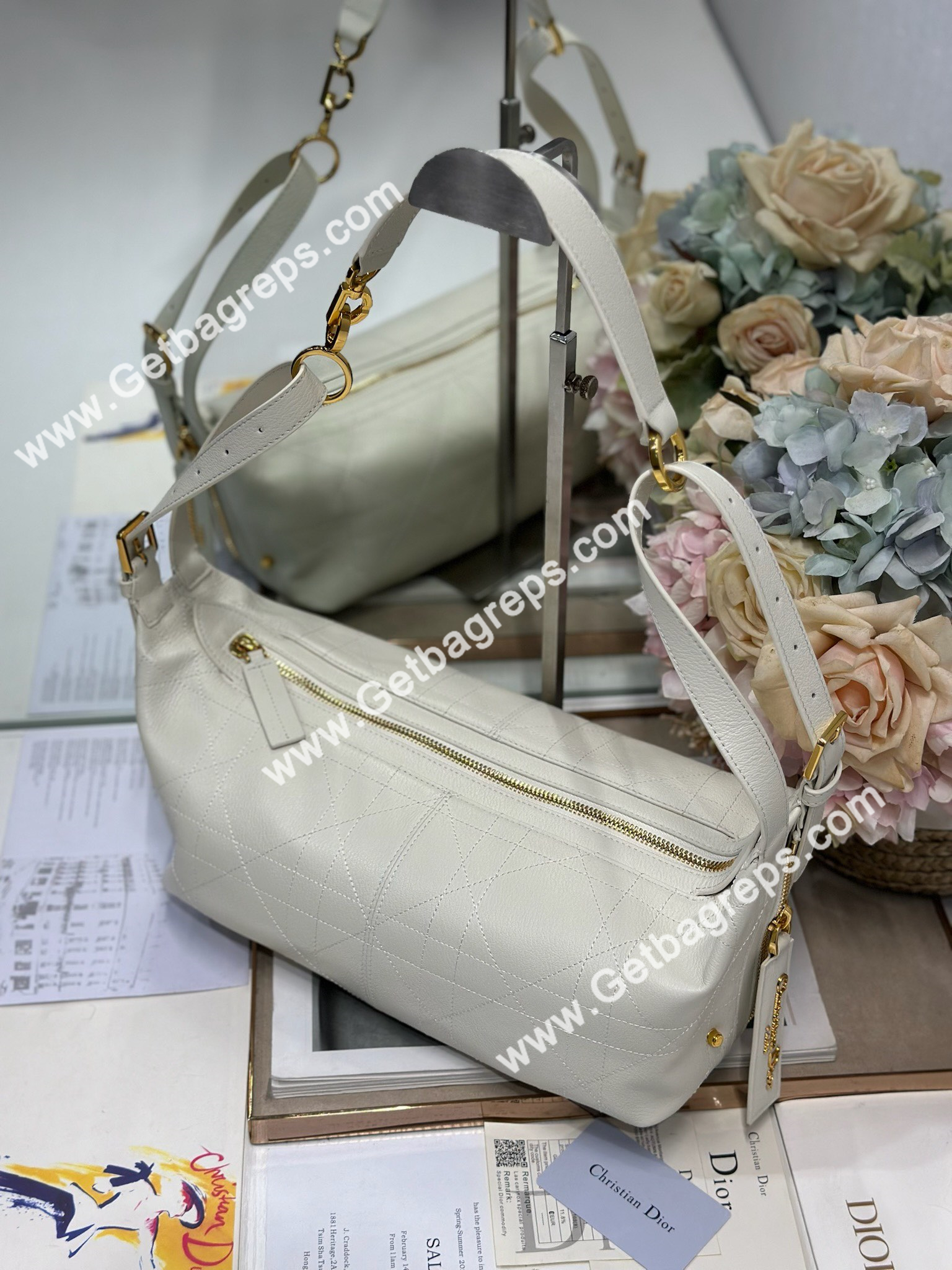 Dior Medium D-Journey Bag in Vintage Smooth Calfskin White