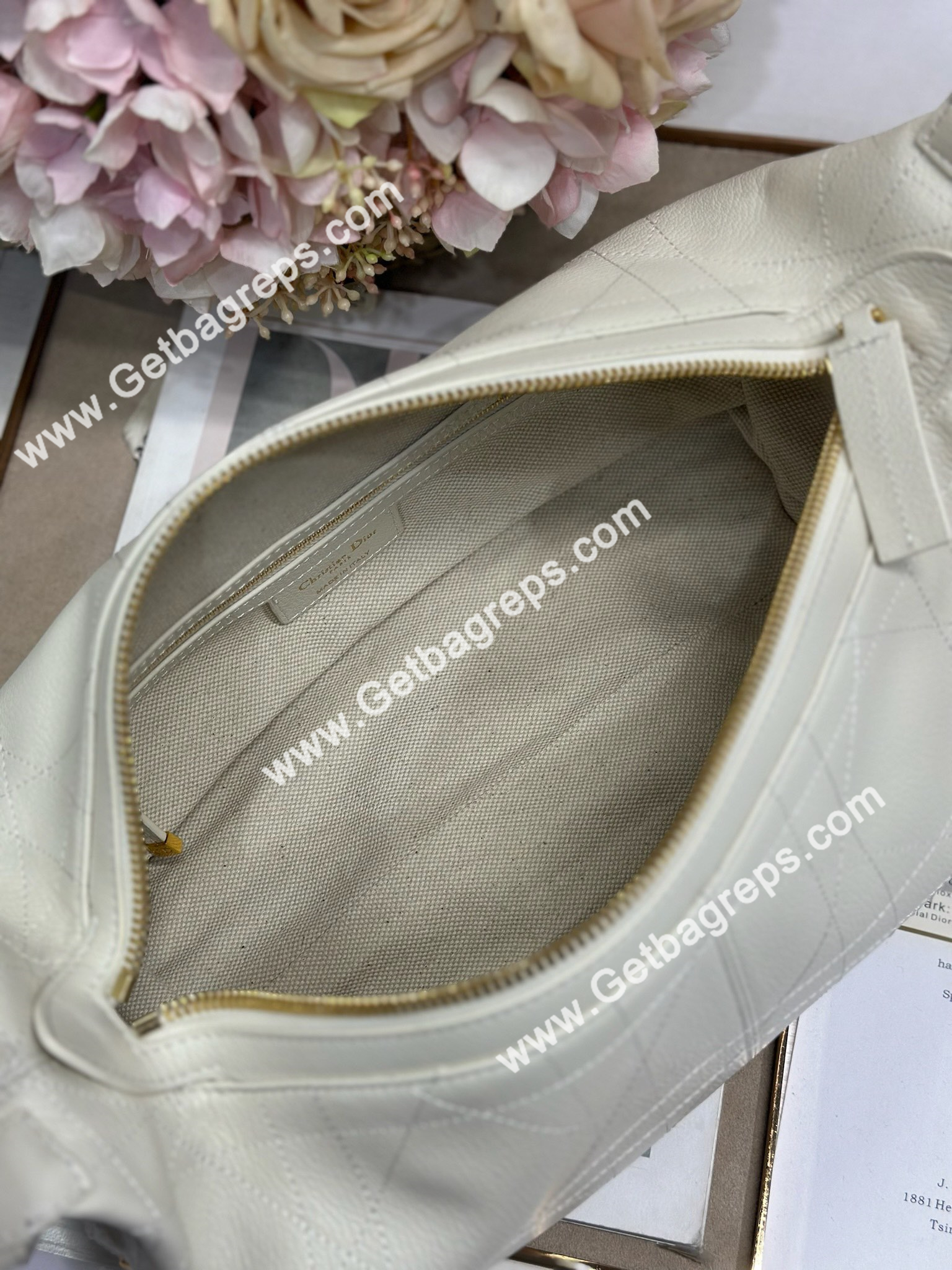 Dior Medium D-Journey Bag in Vintage Smooth Calfskin White