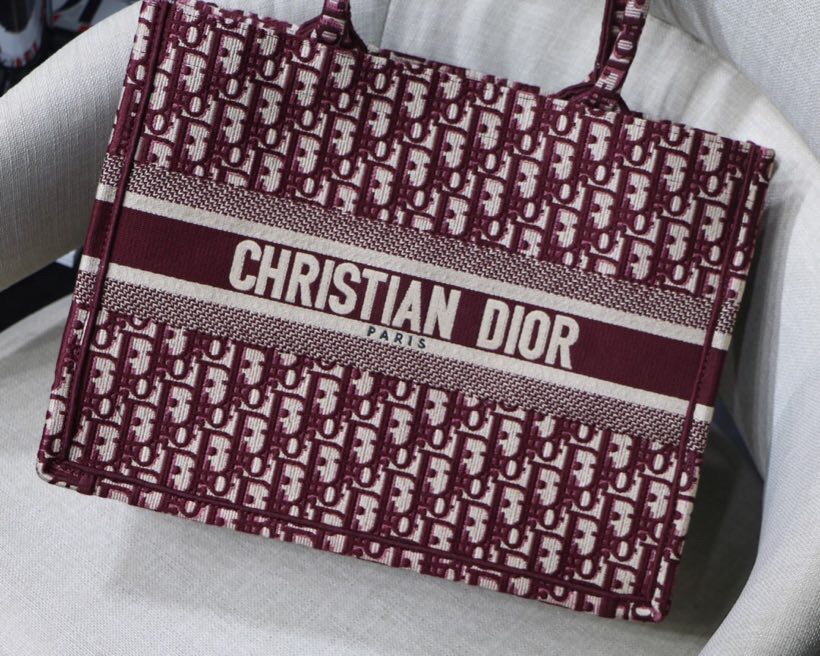 Dior Medium Dior Book Tote Bag Burgundy Dior Oblique Embroidery 36cm