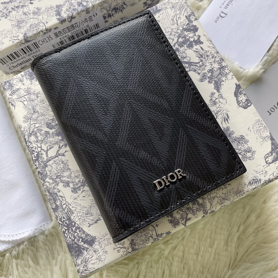 Dior Men Wallet-1 Black CD Diamond Canvas