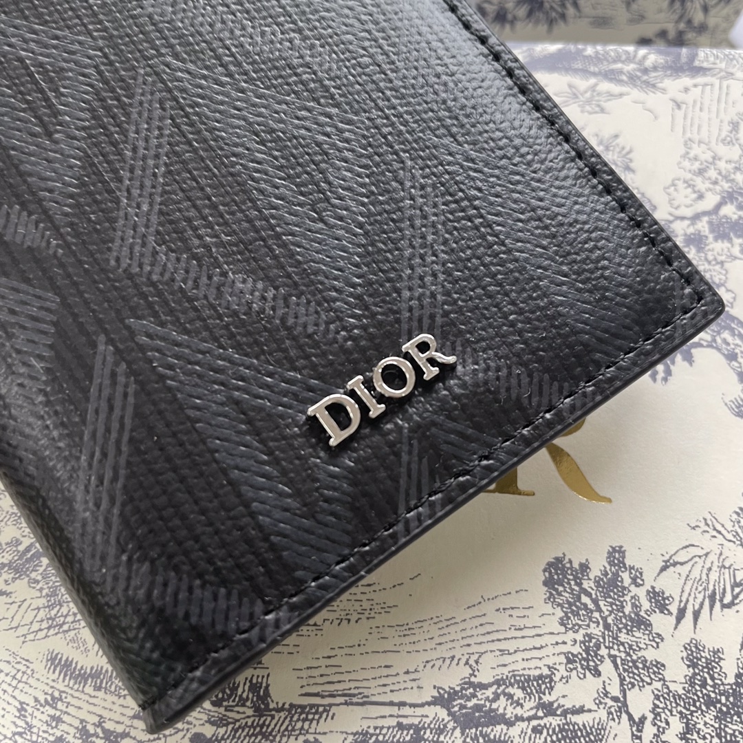 Dior Men Wallet-1 Black CD Diamond Canvas