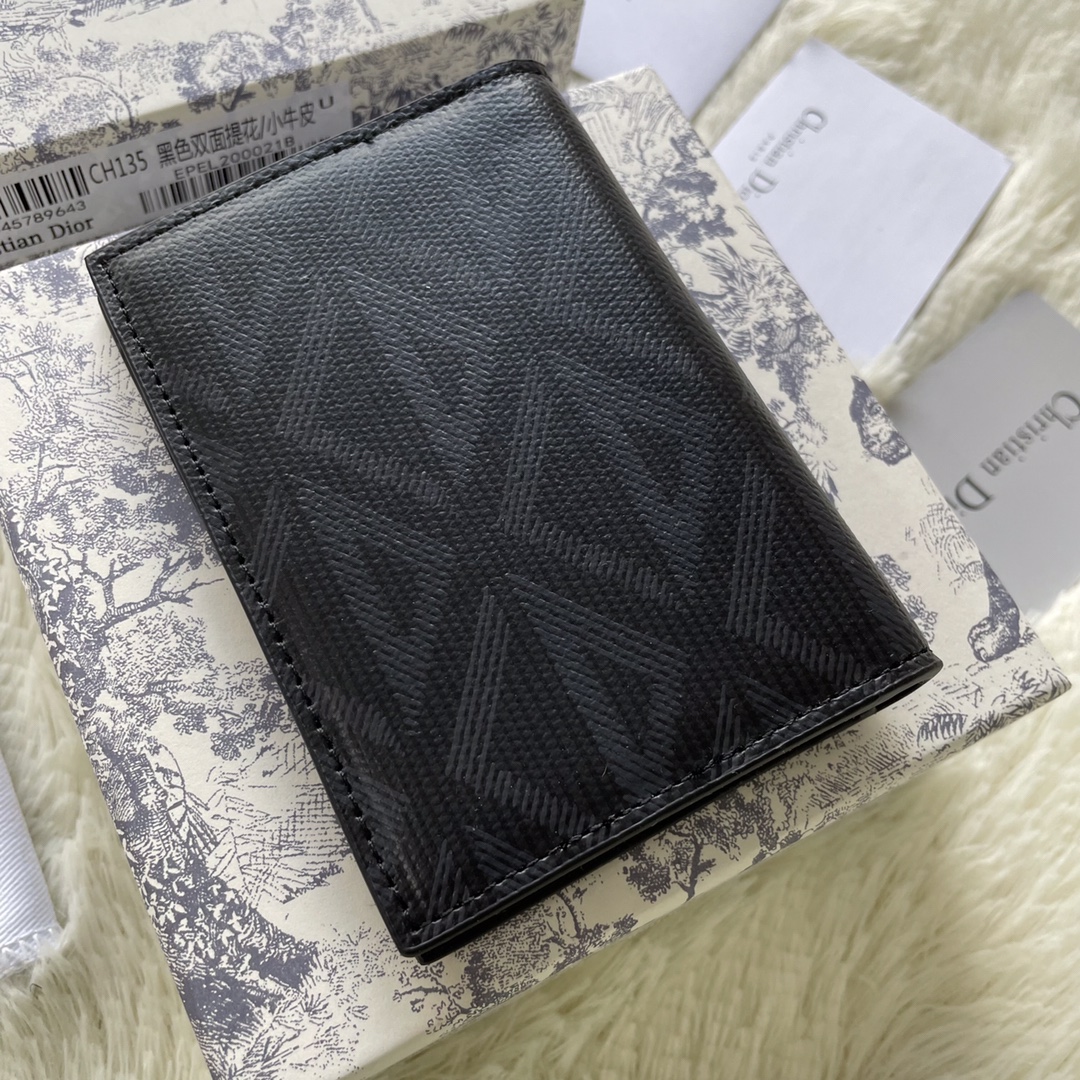 Dior Men Wallet-1 Black CD Diamond Canvas