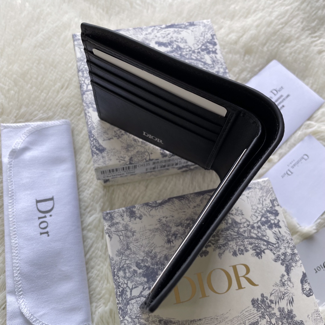 Dior Men Wallet Black CD Diamond Canvas