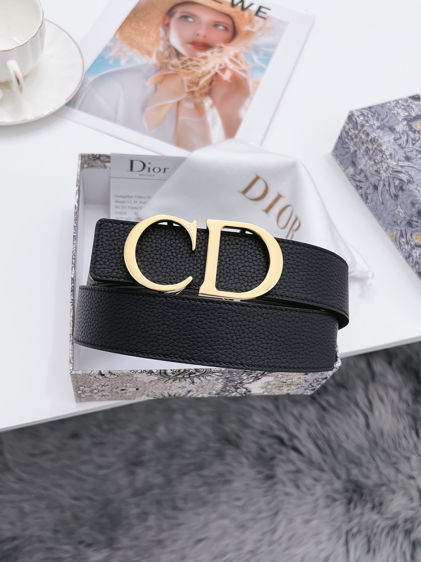 Dior Mens Leather Belt Width 3.5cm 017