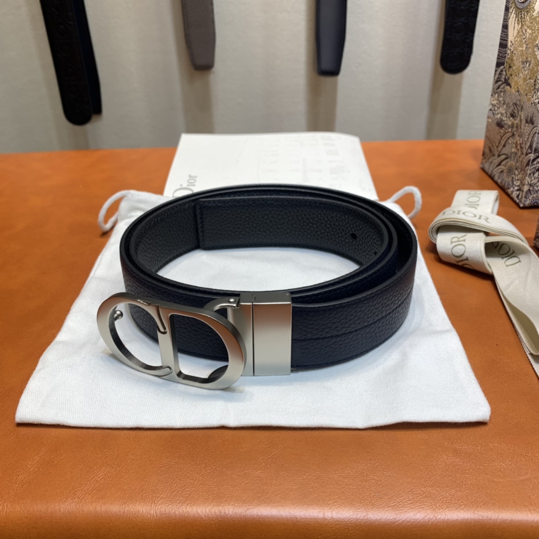 Dior Mens Leather Belt Width 3.5cm 026