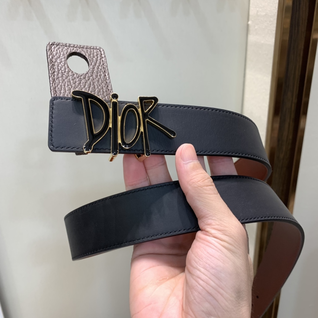 Dior Mens Leather Belt Width 3.5cm 032