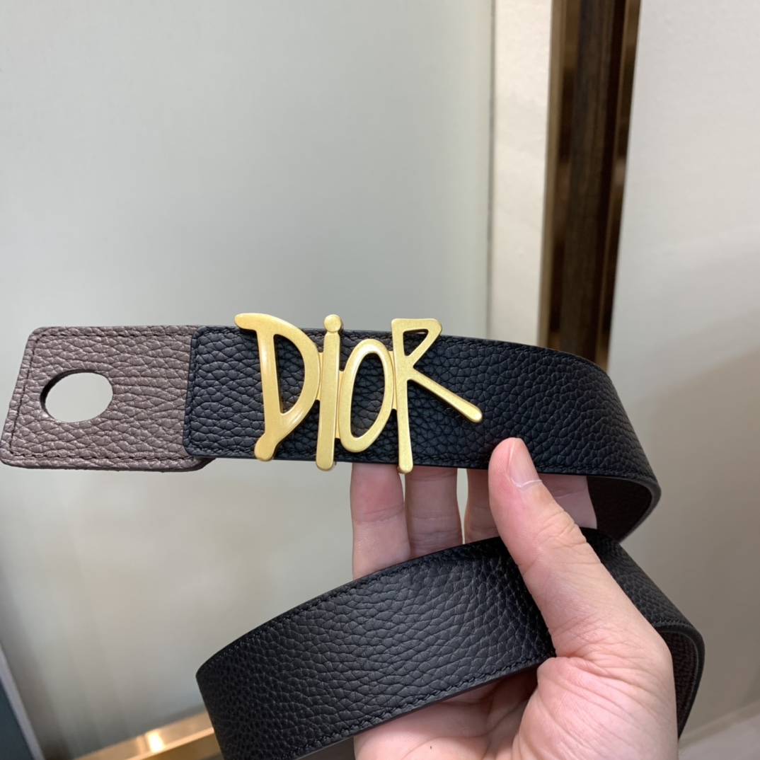 Dior Mens Leather Belt Width 3.5cm 035