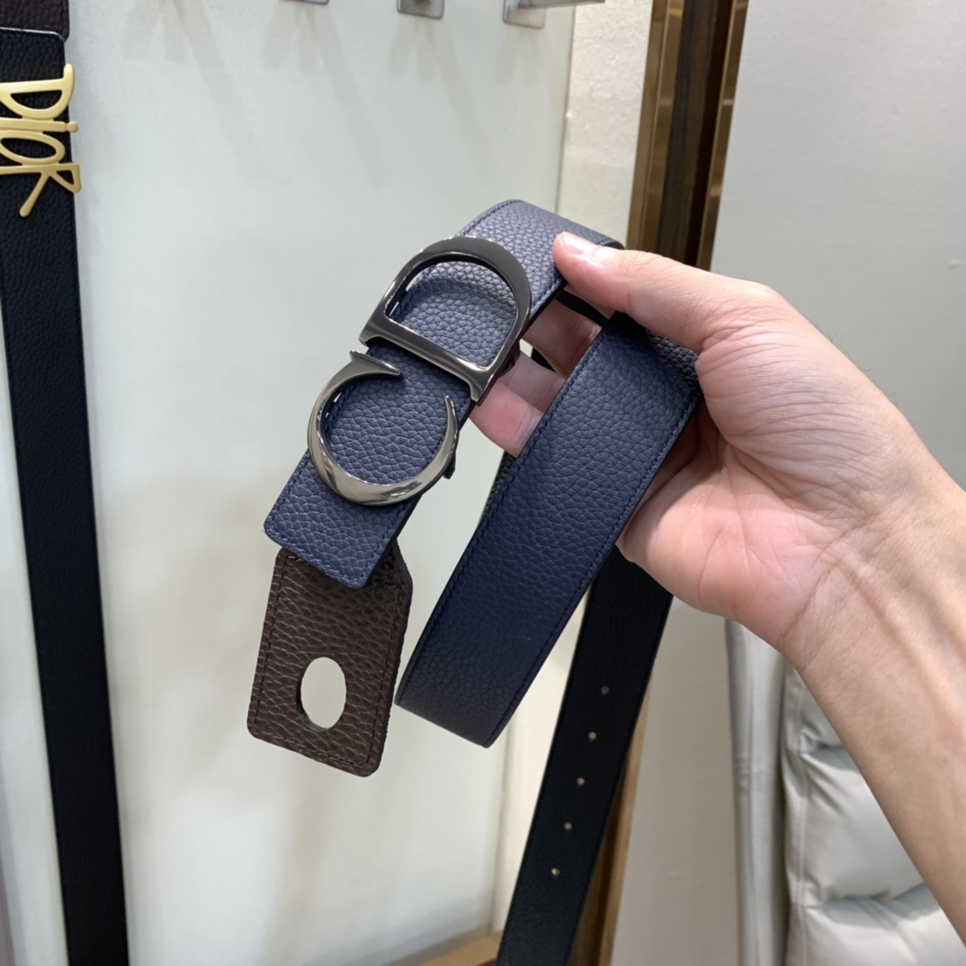 Dior Mens Leather Belt Width 3.5cm 036