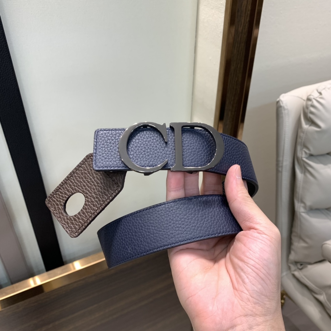 Dior Mens Leather Belt Width 3.5cm 036