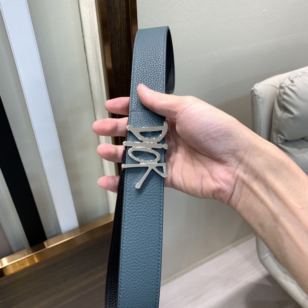 Dior Mens Leather Belt Width 3.5cm 039