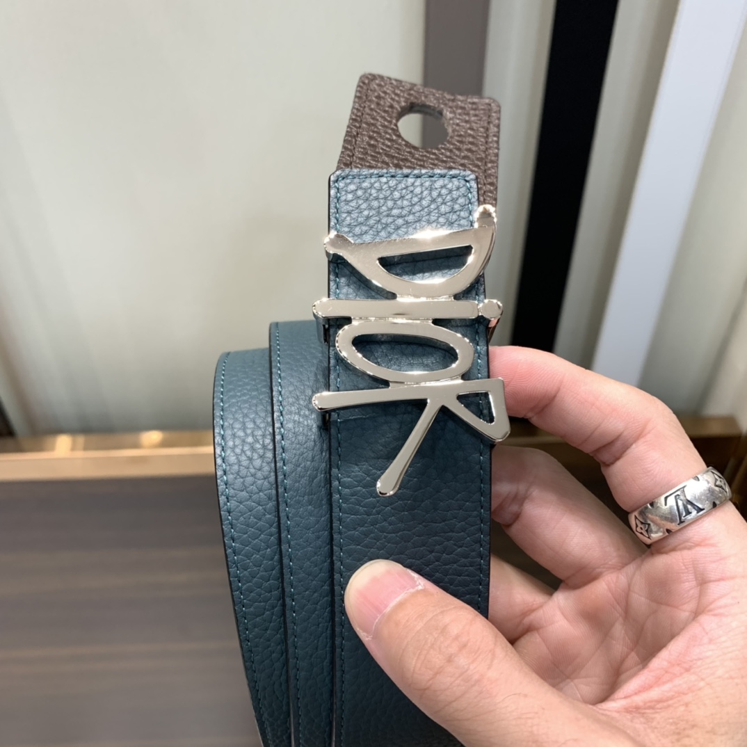 Dior Mens Leather Belt Width 3.5cm 039