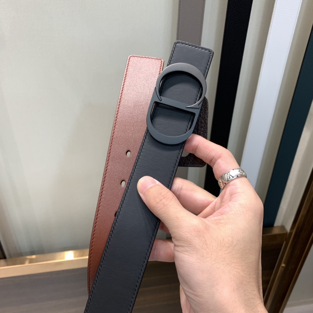 Dior Mens Leather Belt Width 3.5cm 040