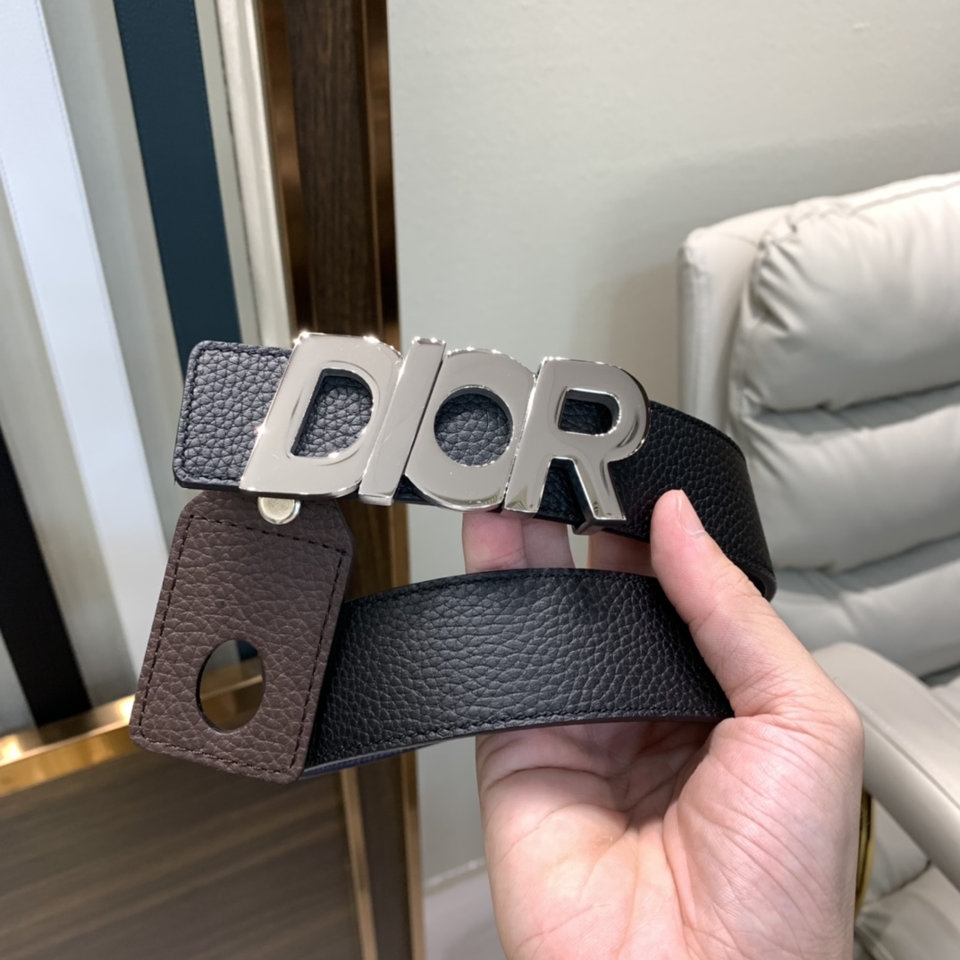 Dior Mens Leather Belt Width 3.5cm 041