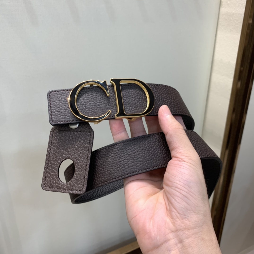 Dior Mens Leather Belt Width 3.5cm 042