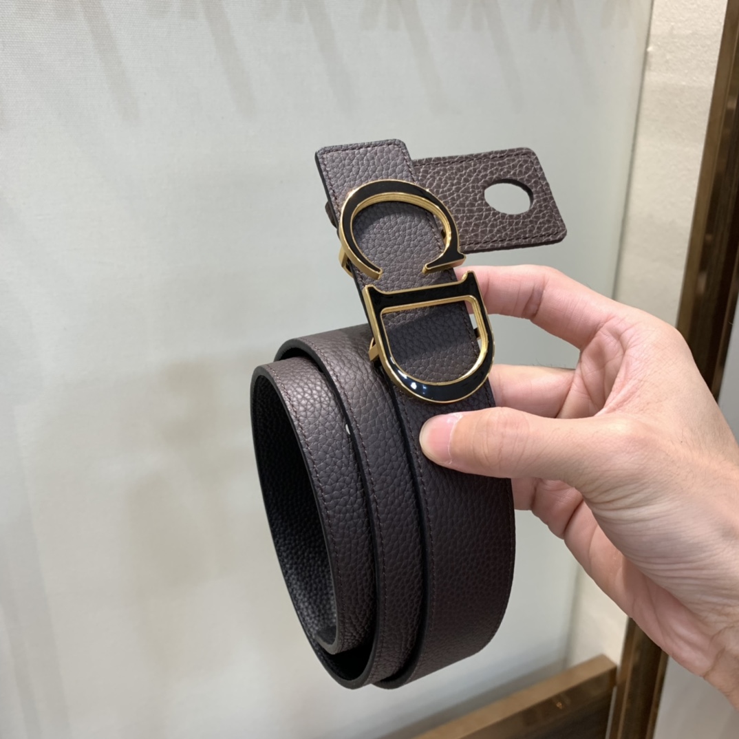 Dior Mens Leather Belt Width 3.5cm 042