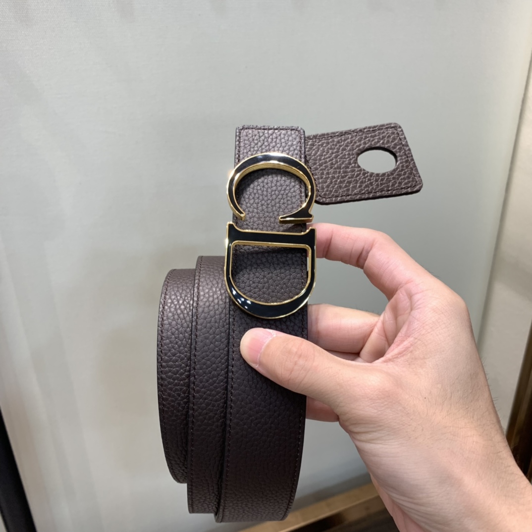 Dior Mens Leather Belt Width 3.5cm 042