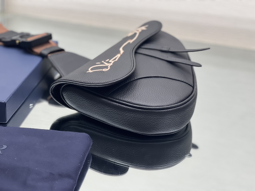 Dior Mens Saddle Bag Black Leather