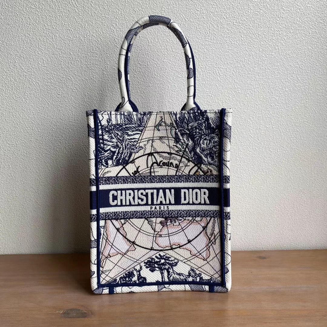 Dior Mini Book Tote Bag Around the World Embroidery 