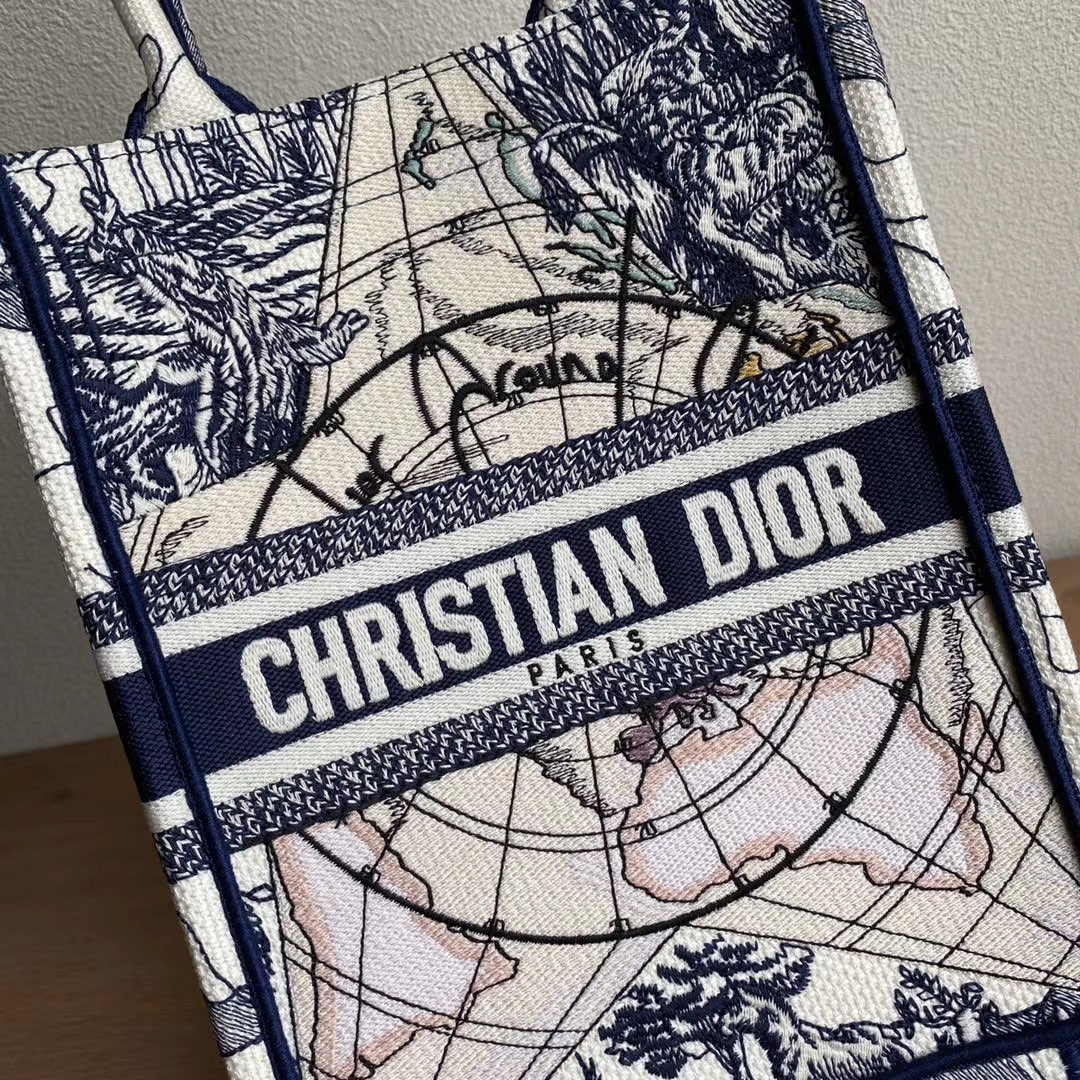 Dior Mini Book Tote Bag Around the World Embroidery 