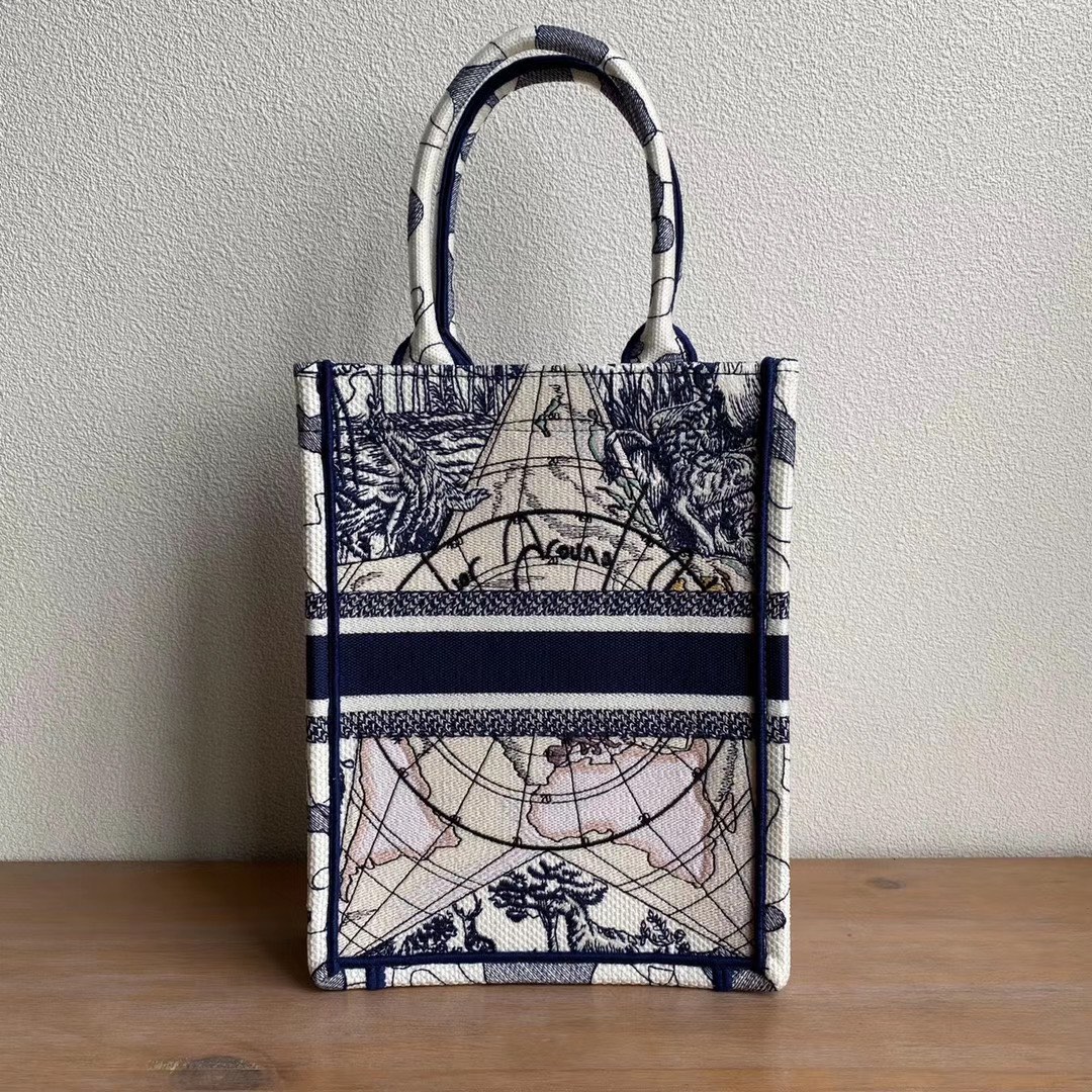 Dior Mini Book Tote Bag Around the World Embroidery 