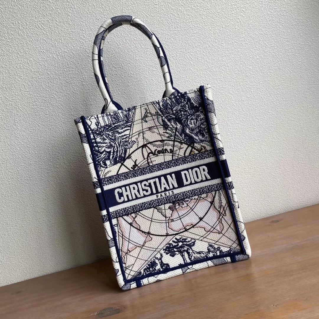 Dior Mini Book Tote Bag Around the World Embroidery 