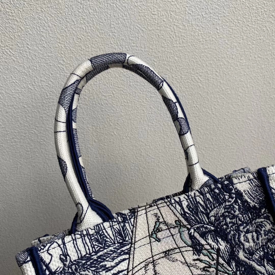 Dior Mini Book Tote Bag Around the World Embroidery 