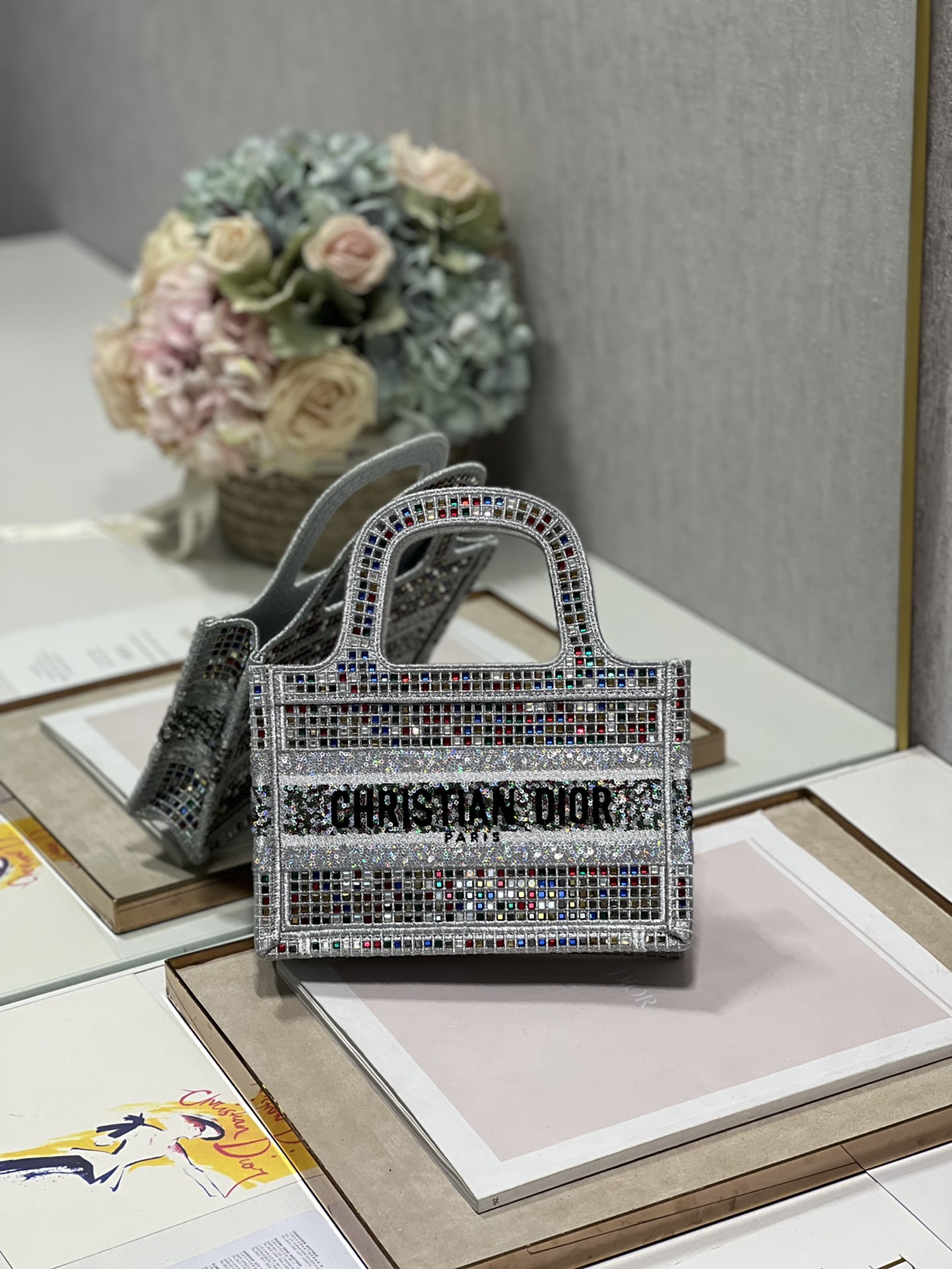 Dior Mini Tote Bag with Colored Diamonds