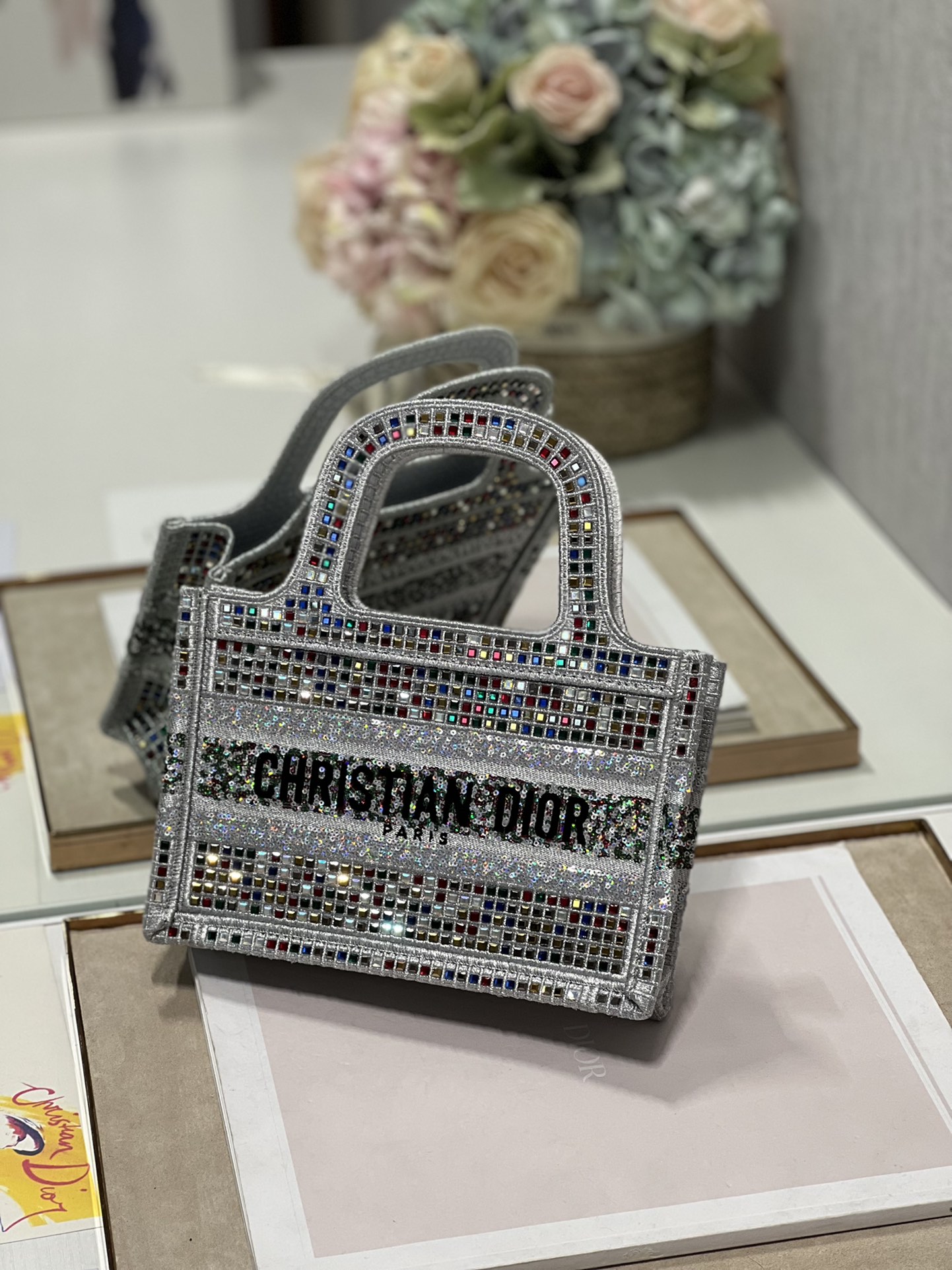 Dior Mini Tote Bag with Colored Diamonds