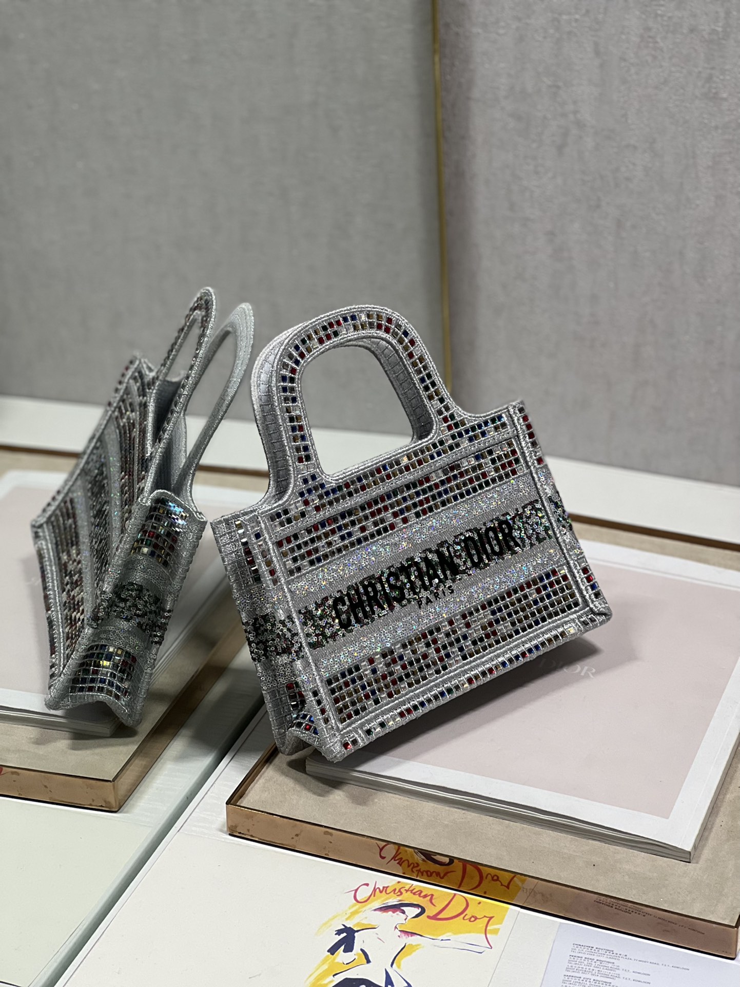 Dior Mini Tote Bag with Colored Diamonds