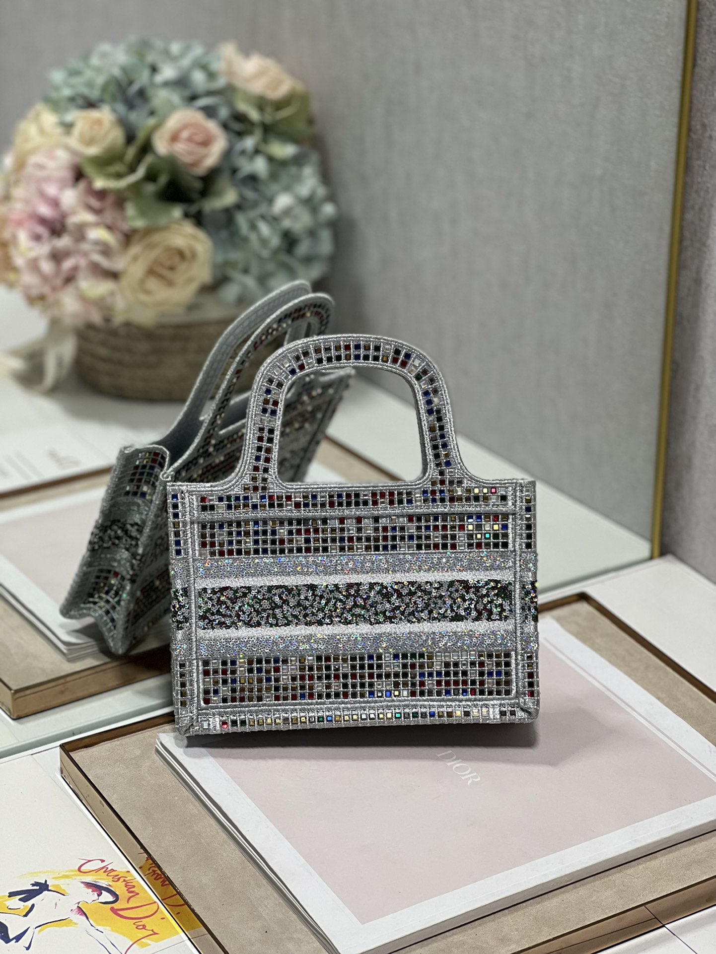 Dior Mini Tote Bag with Colored Diamonds