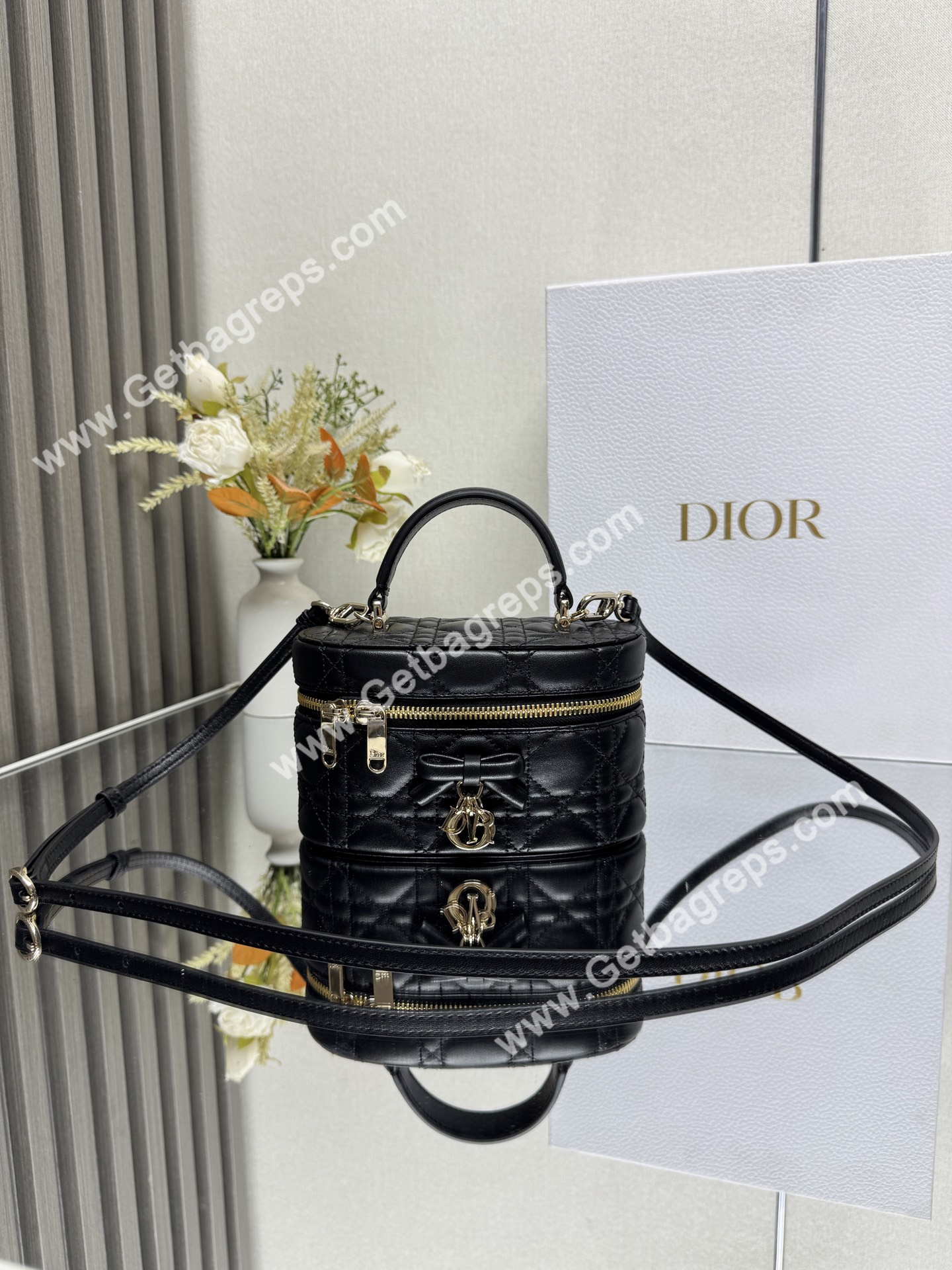 Dior Mini Vanity Cannage Lambski Black