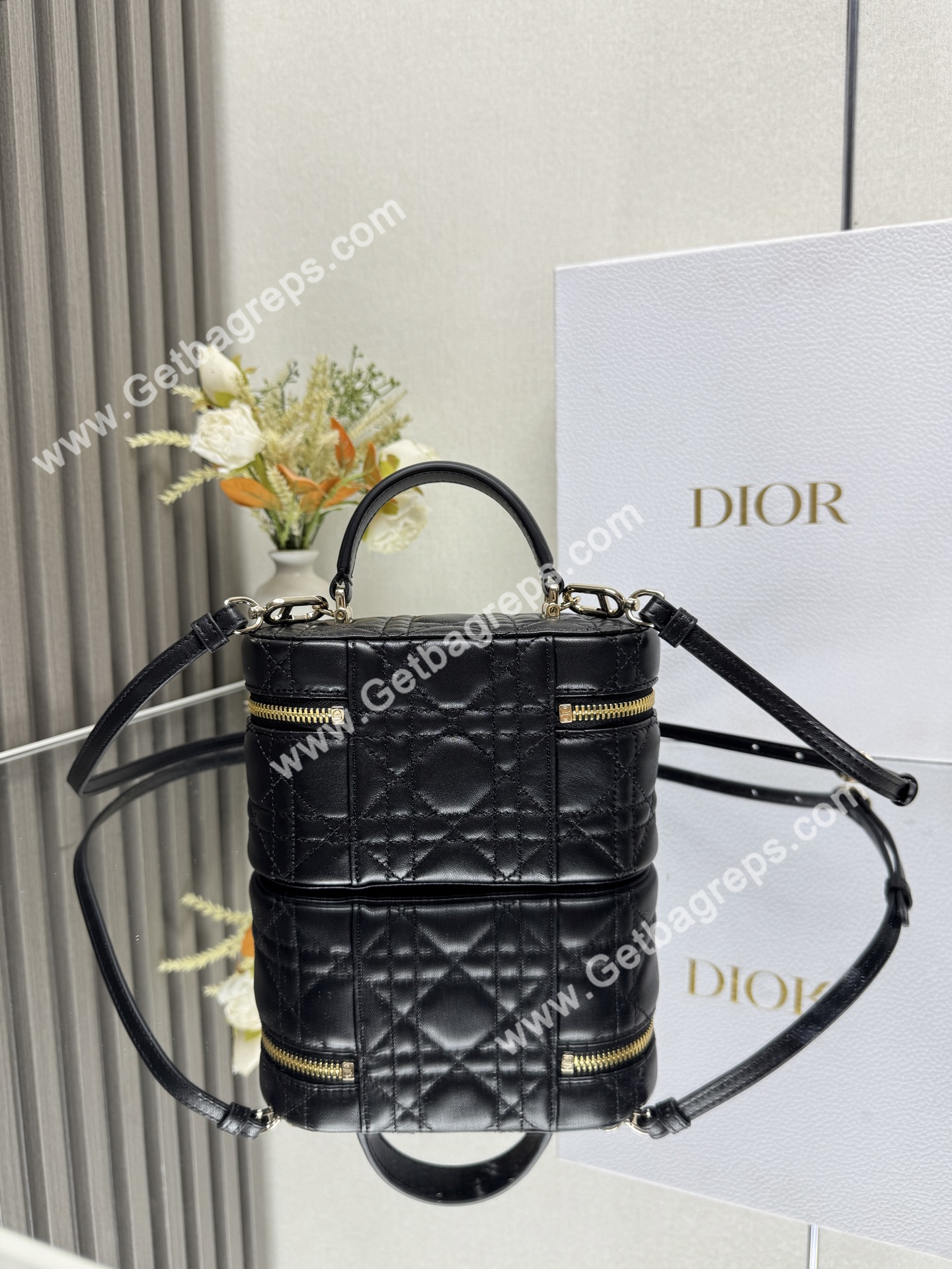 Dior Mini Vanity Cannage Lambski Black