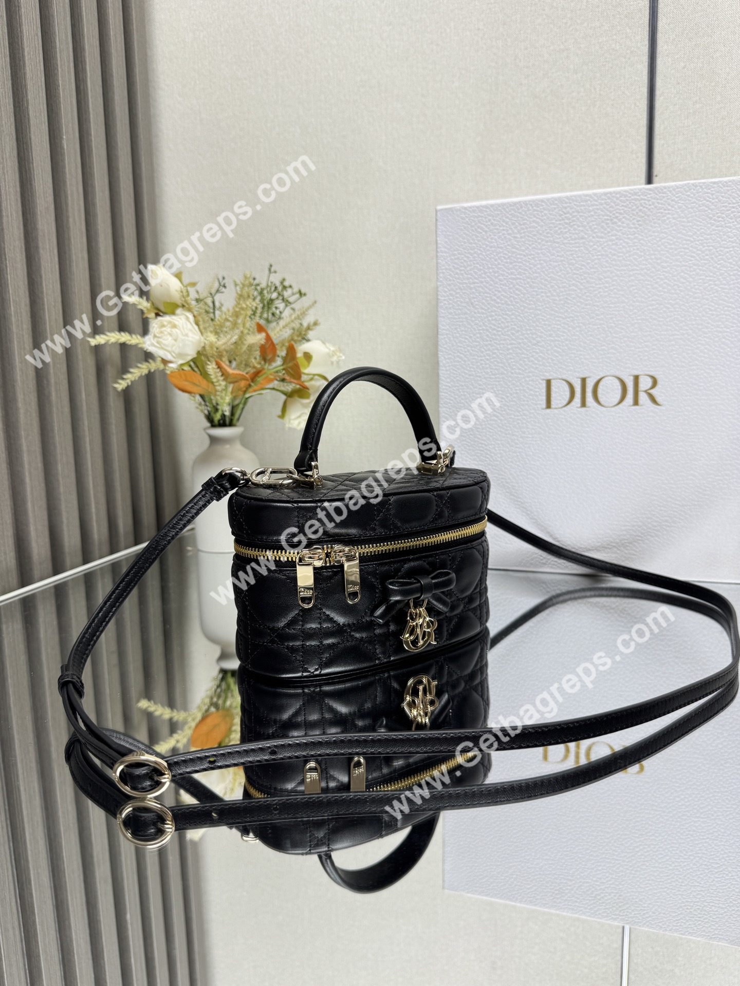 Dior Mini Vanity Cannage Lambski Black