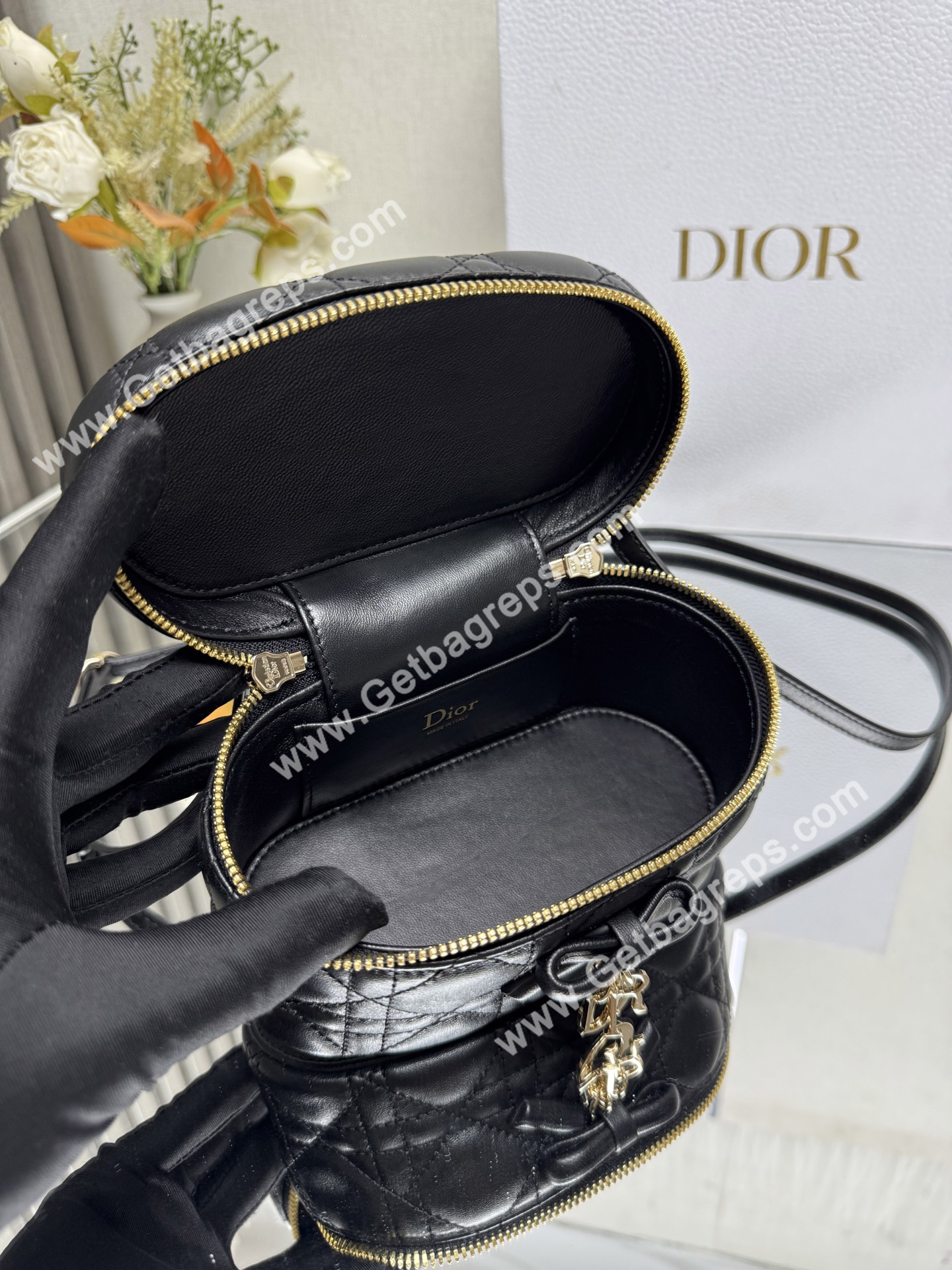 Dior Mini Vanity Cannage Lambski Black