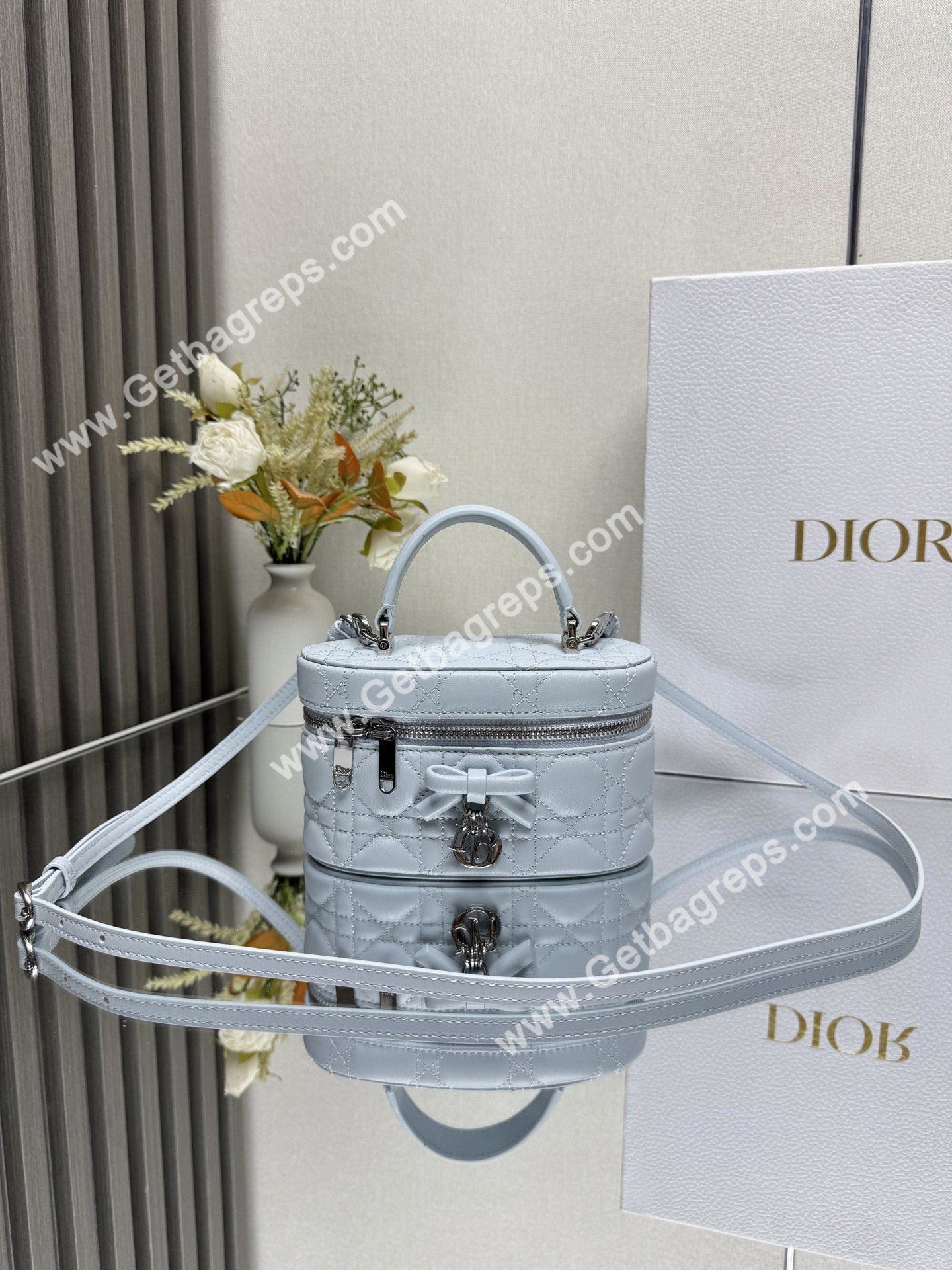 Dior Mini Vanity Cannage Lambski Blue
