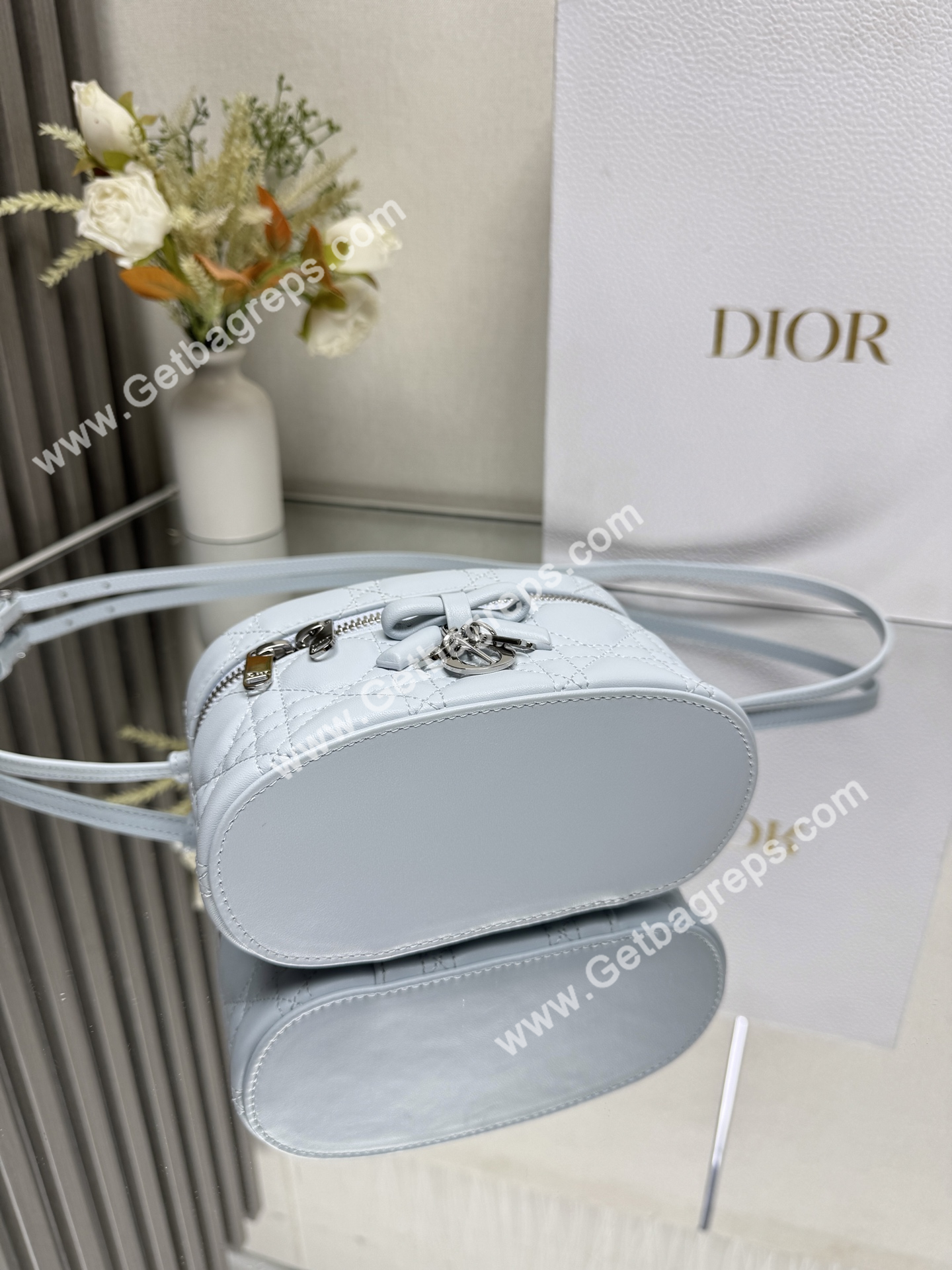 Dior Mini Vanity Cannage Lambski Blue