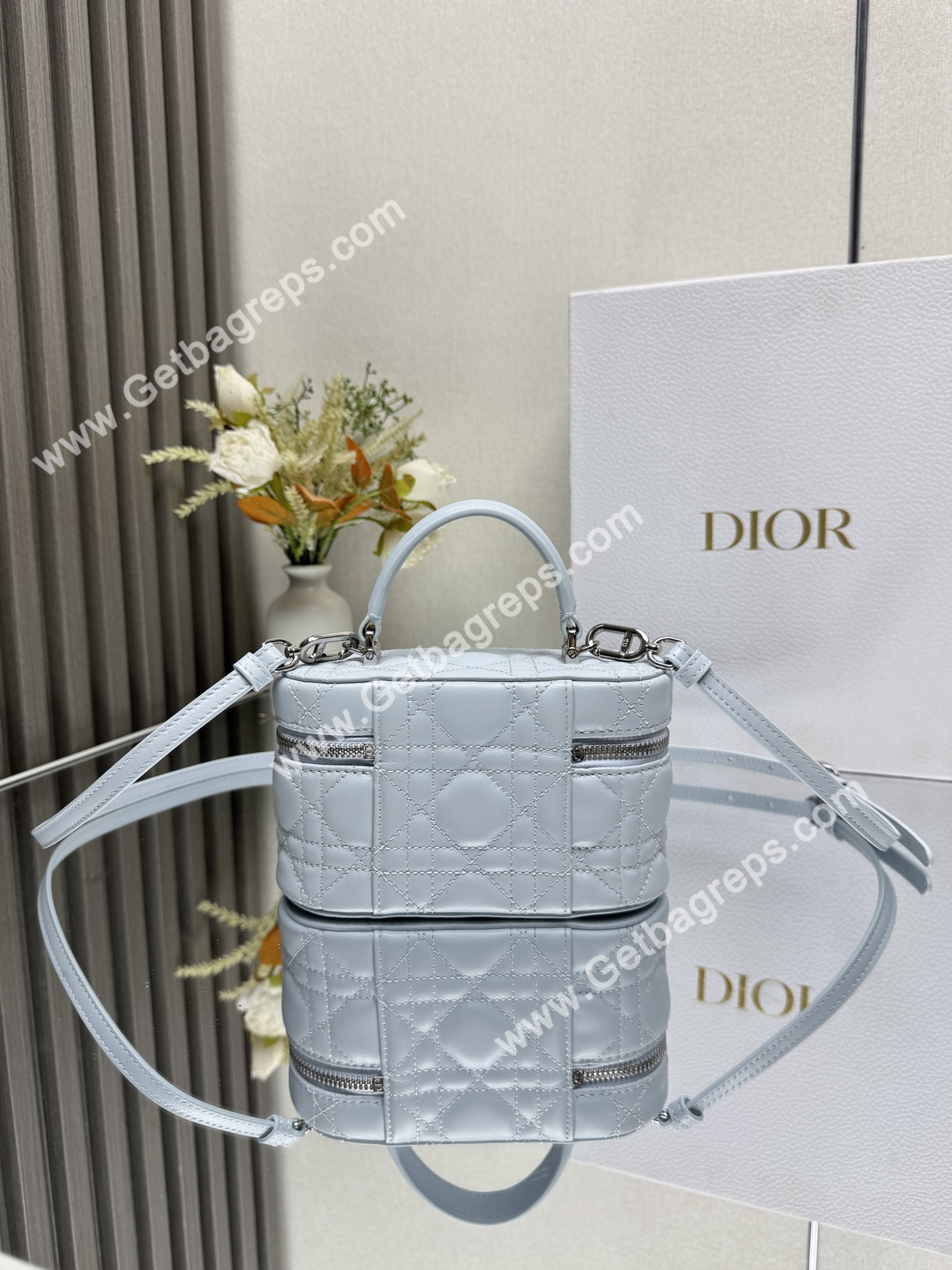 Dior Mini Vanity Cannage Lambski Blue
