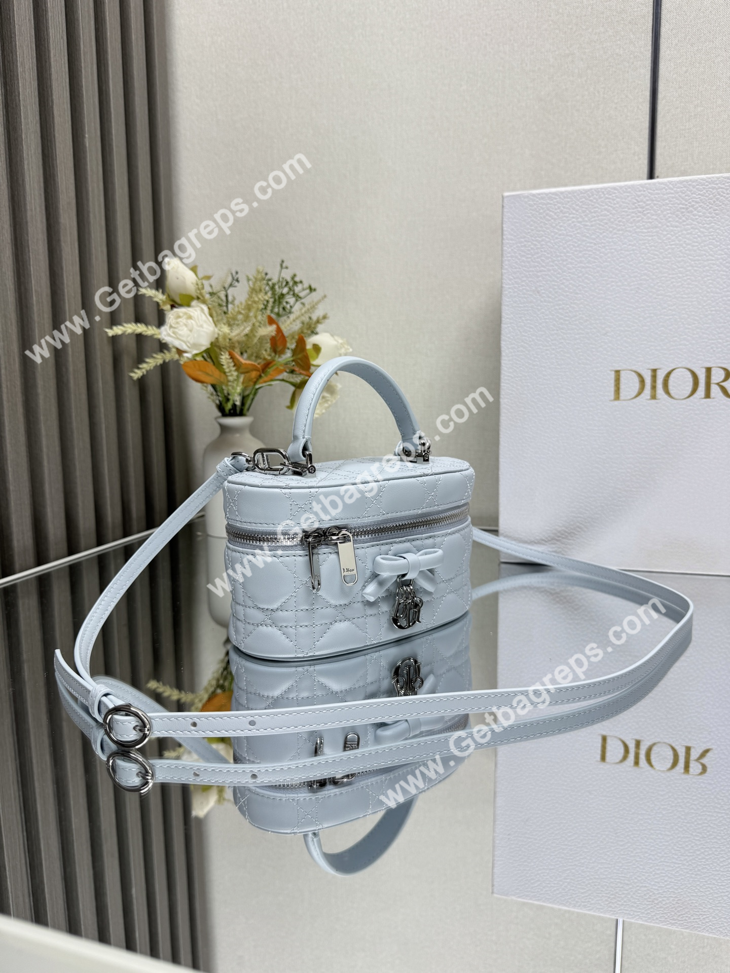 Dior Mini Vanity Cannage Lambski Blue