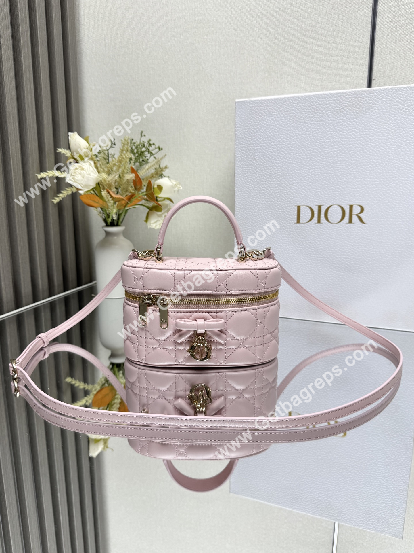 Dior Mini Vanity Cannage Lambski Pink