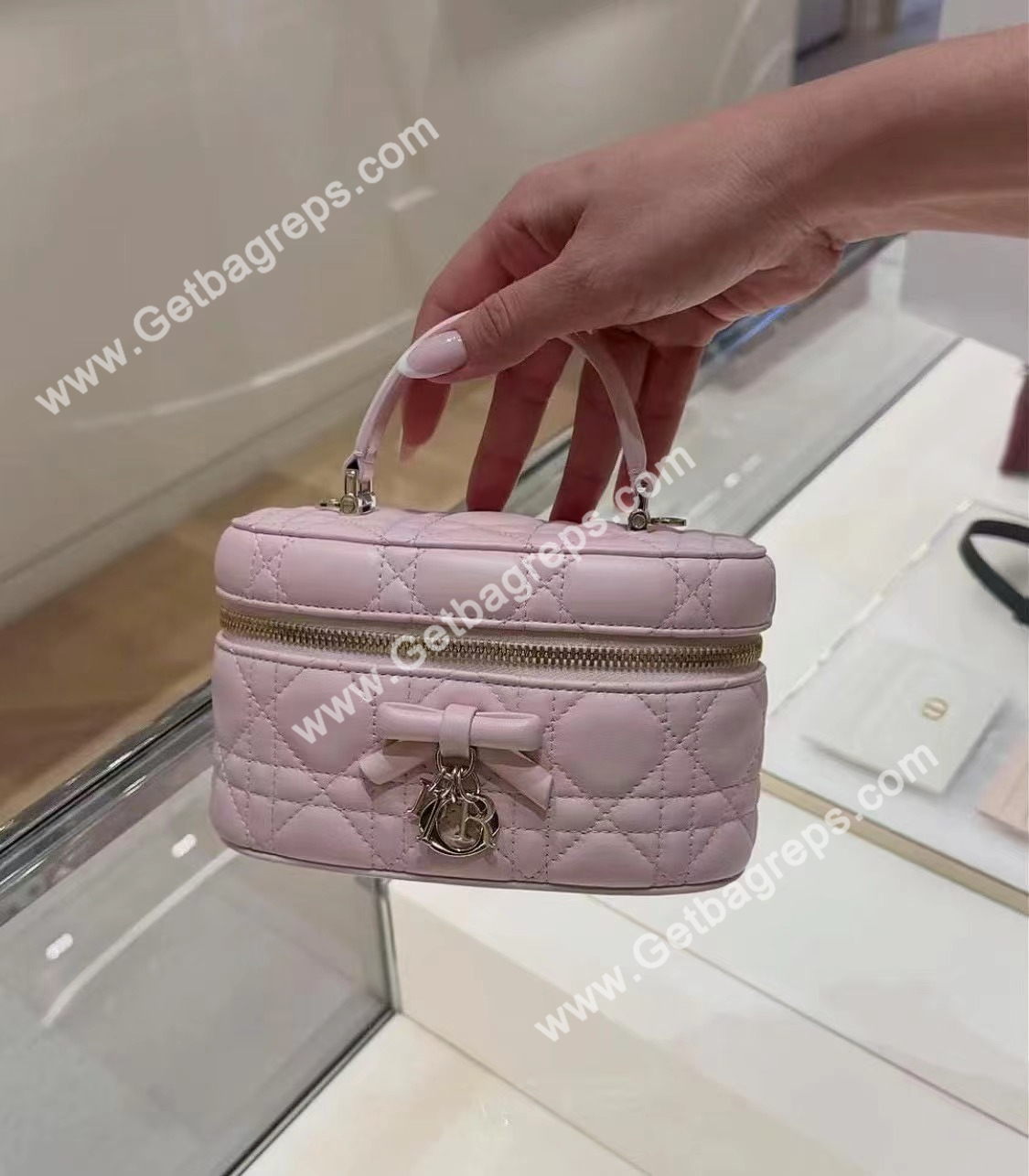 Dior Mini Vanity Cannage Lambski Pink