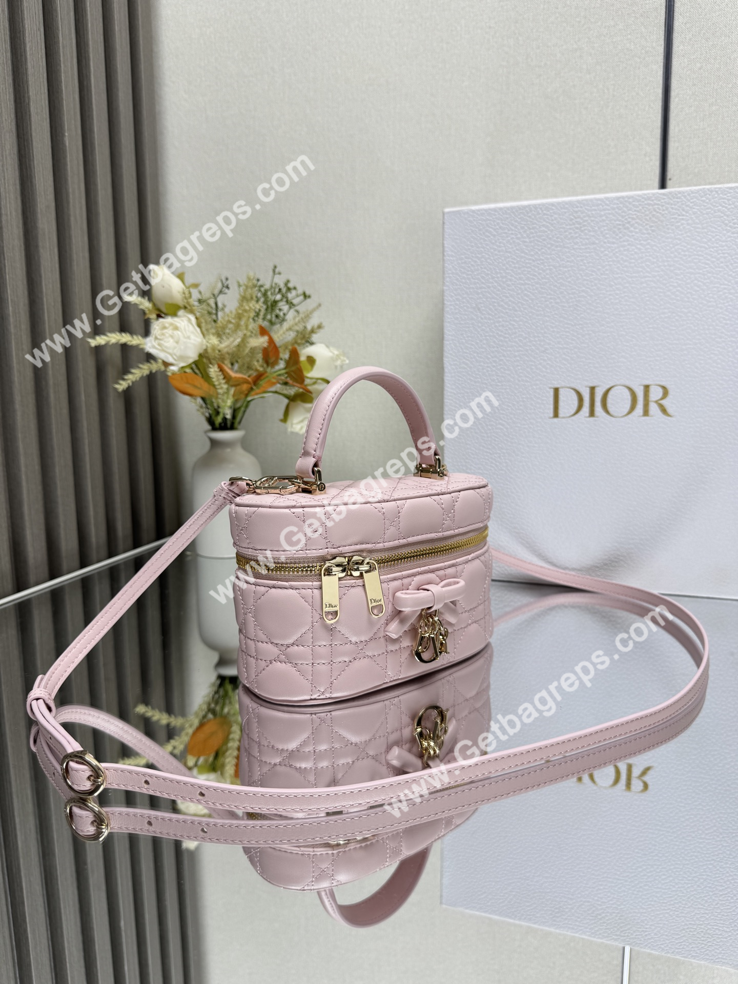 Dior Mini Vanity Cannage Lambski Pink