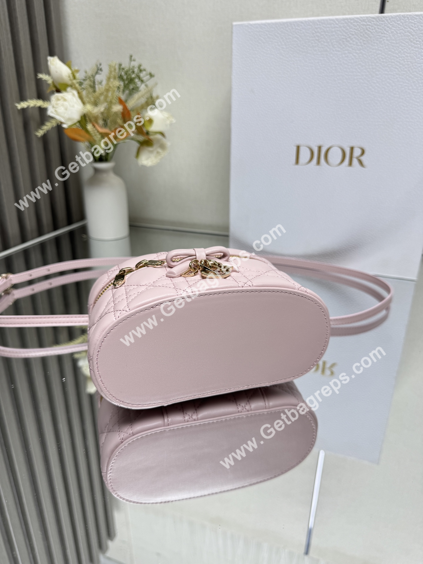 Dior Mini Vanity Cannage Lambski Pink