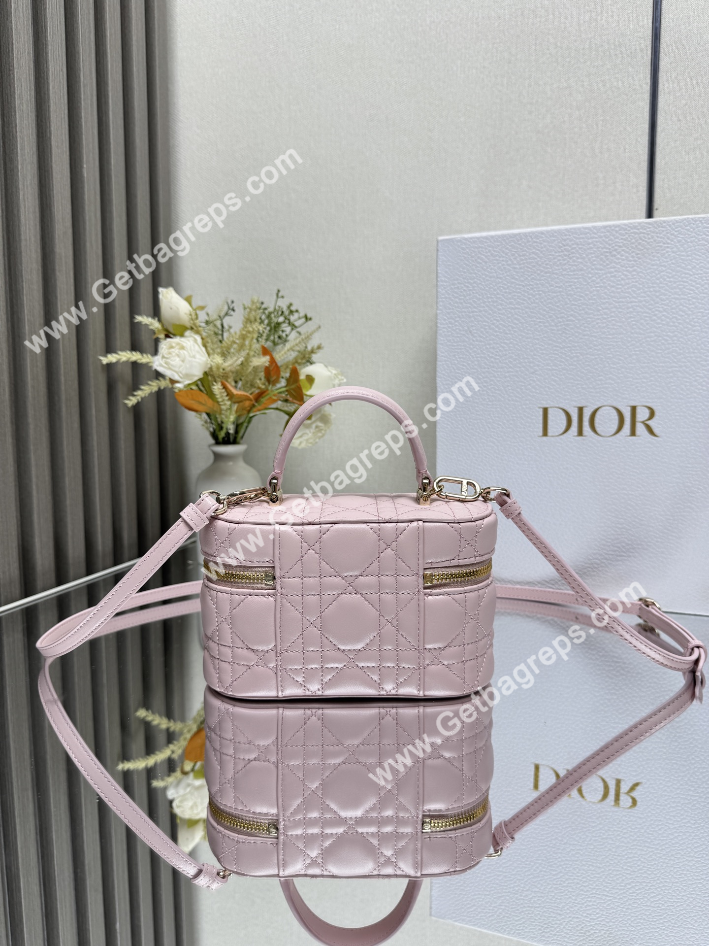 Dior Mini Vanity Cannage Lambski Pink