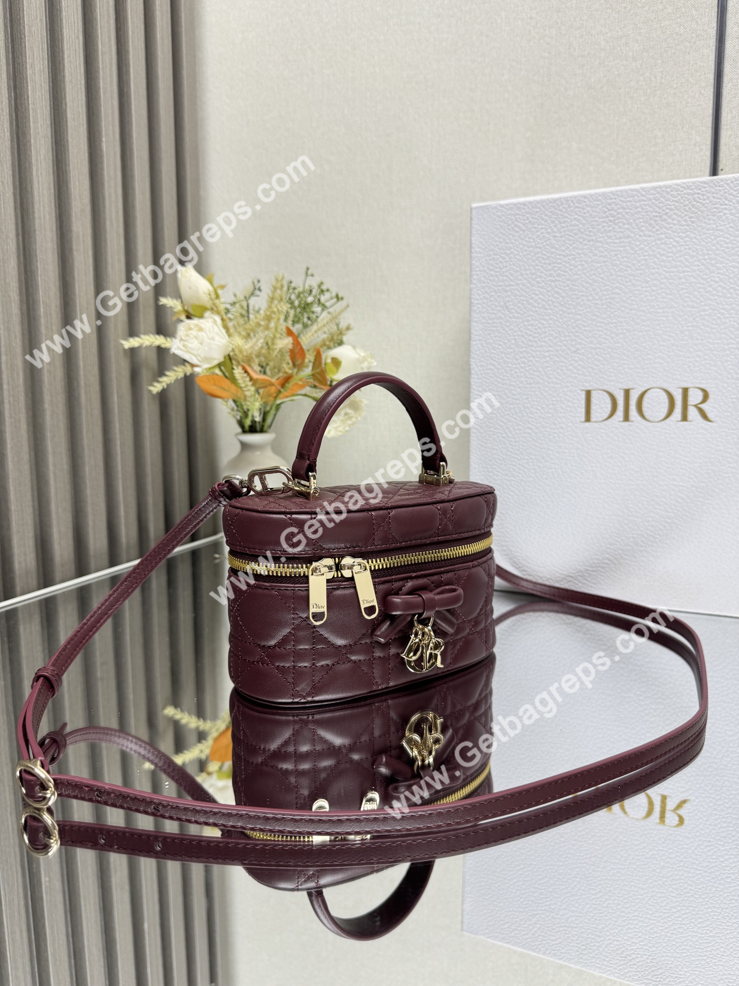 Dior Mini Vanity Cannage Lambski Wine