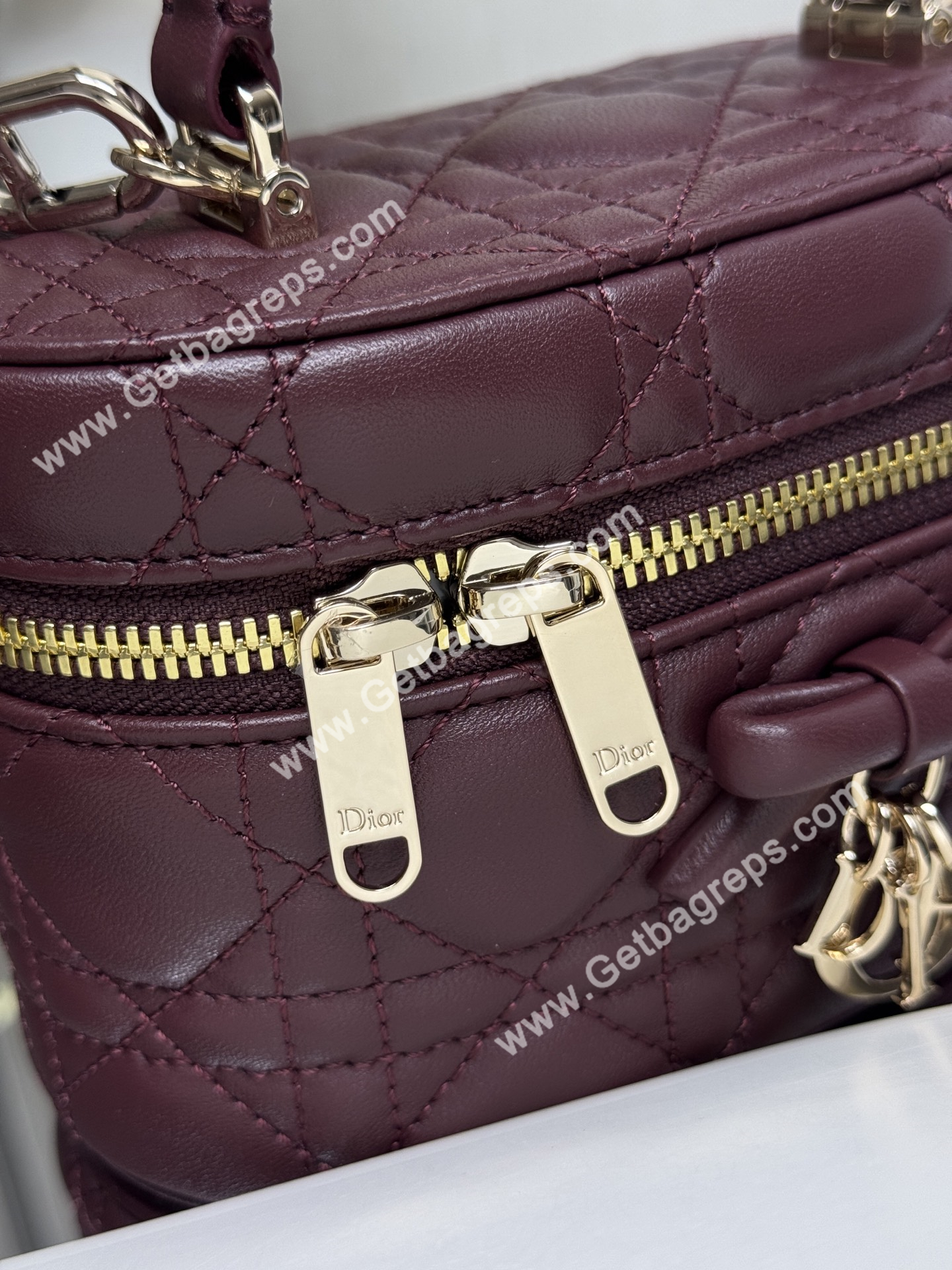 Dior Mini Vanity Cannage Lambski Wine