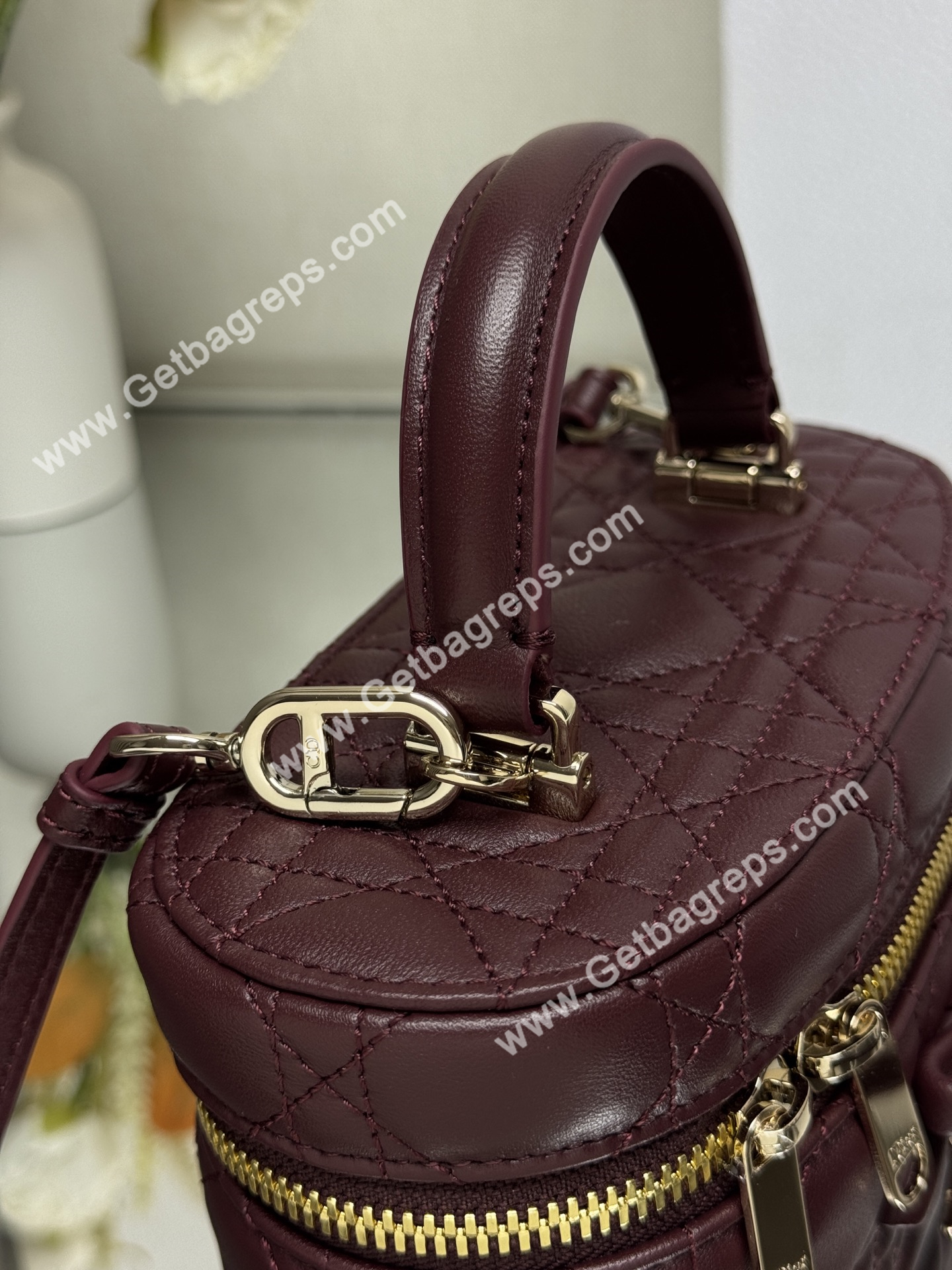 Dior Mini Vanity Cannage Lambski Wine