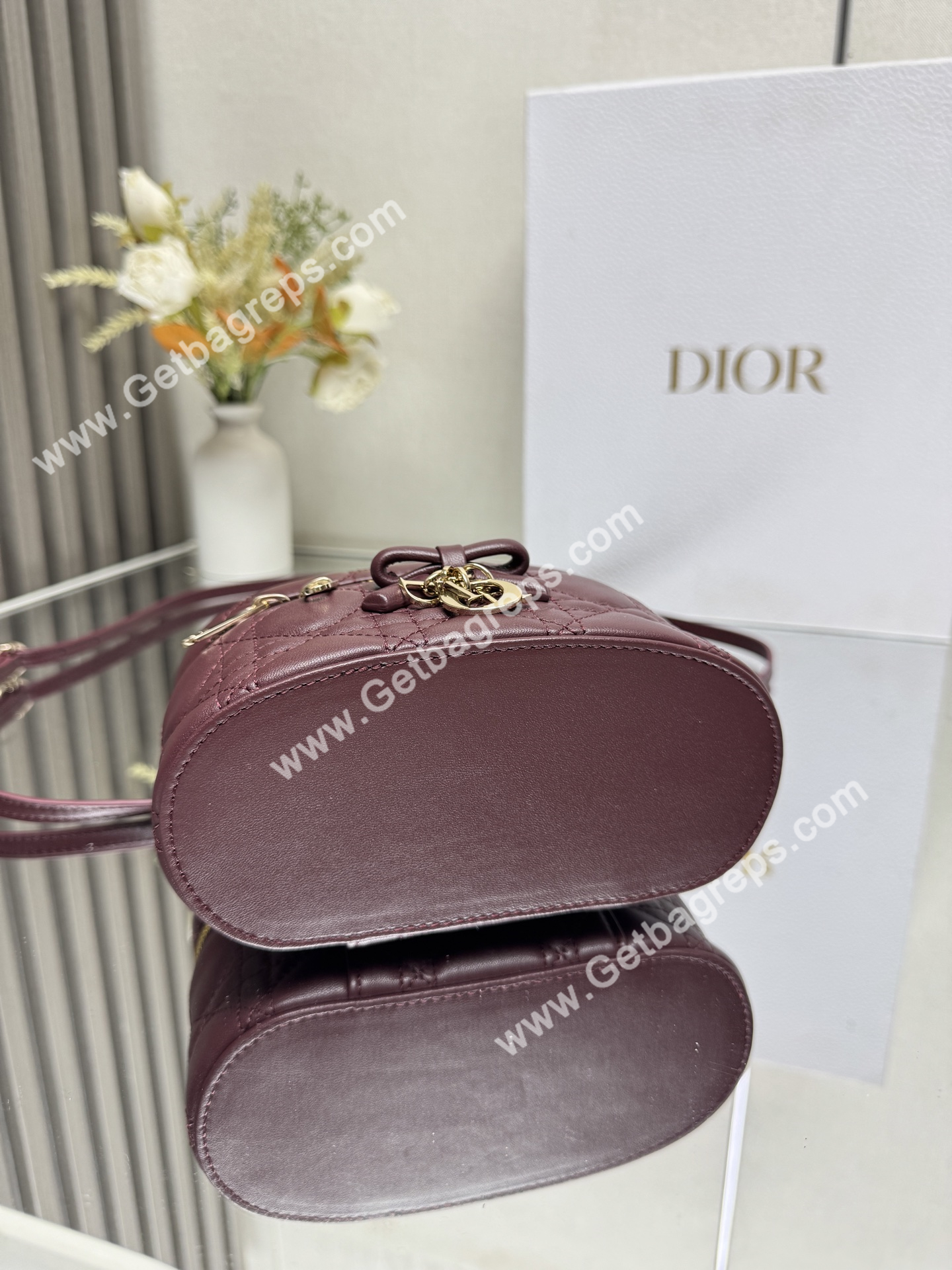 Dior Mini Vanity Cannage Lambski Wine