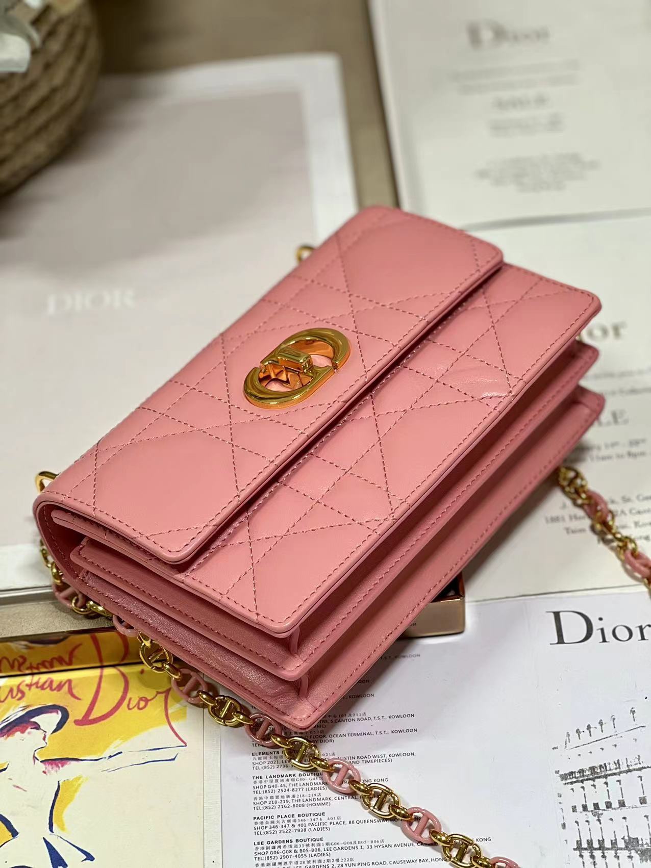 Dior Miss Caro Mini Bag Latte Macrocannage Lambskin Pink